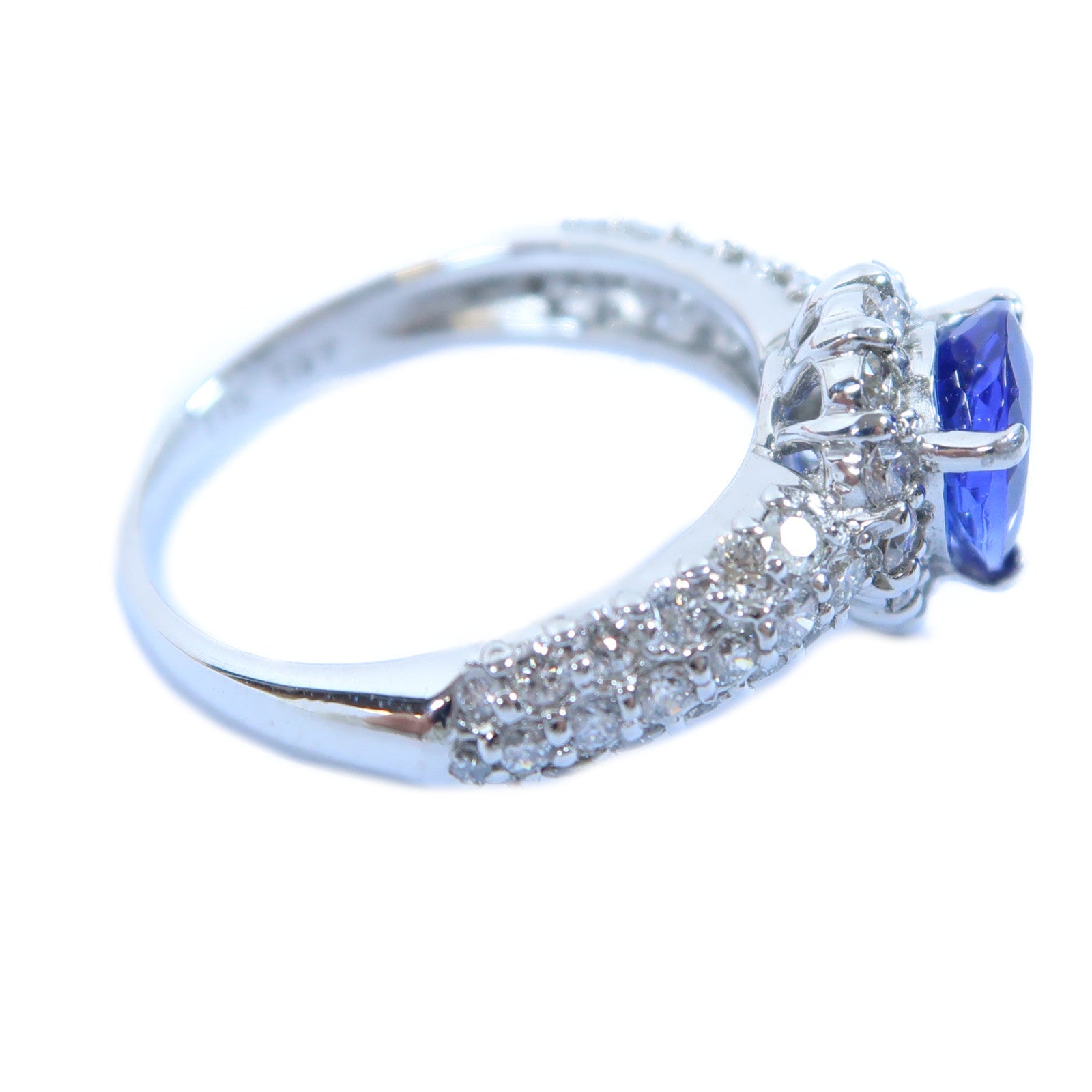 JEWELRY PT950鉑金Tanzanite Ring 1.15ct丹泉石/0.87ct鑽石戒指US#5.5