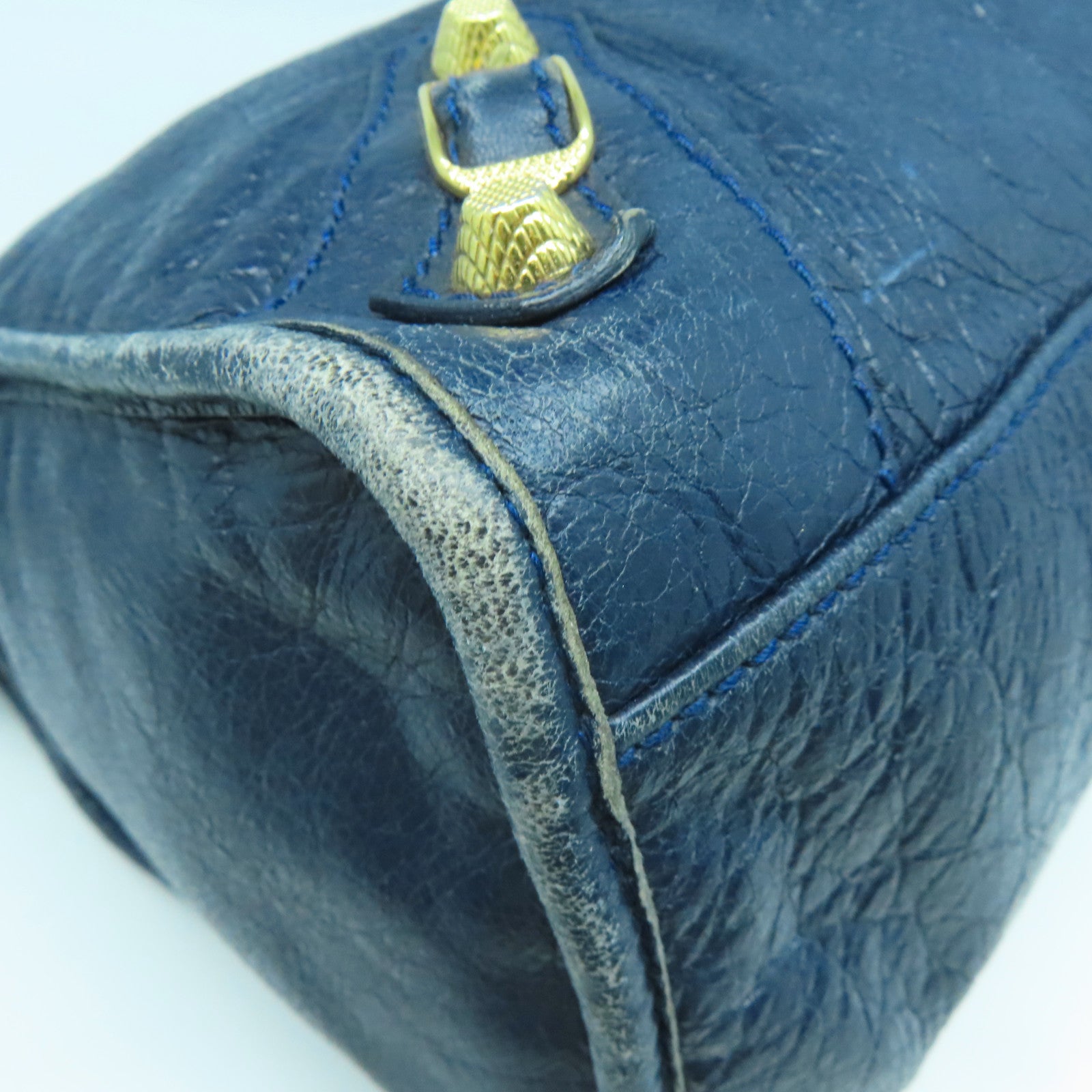 BALENCIAGA 【激減優惠】牛皮皮革Giant Bag金扣手挽肩背兩用袋藍色