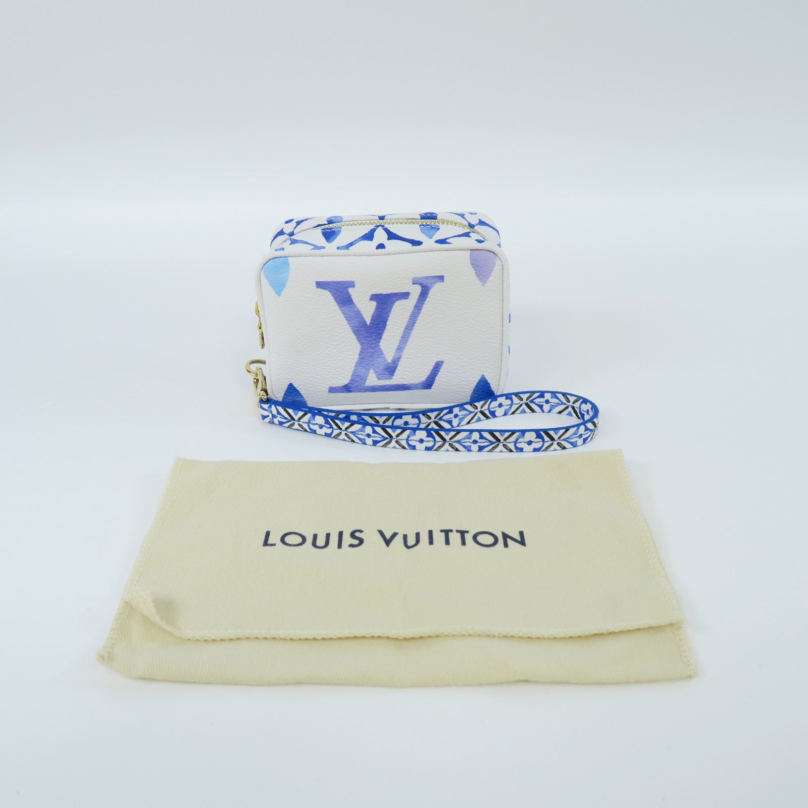 LOUIS VUITTON Monogram Wapity Case金扣手拿包藍色/白色