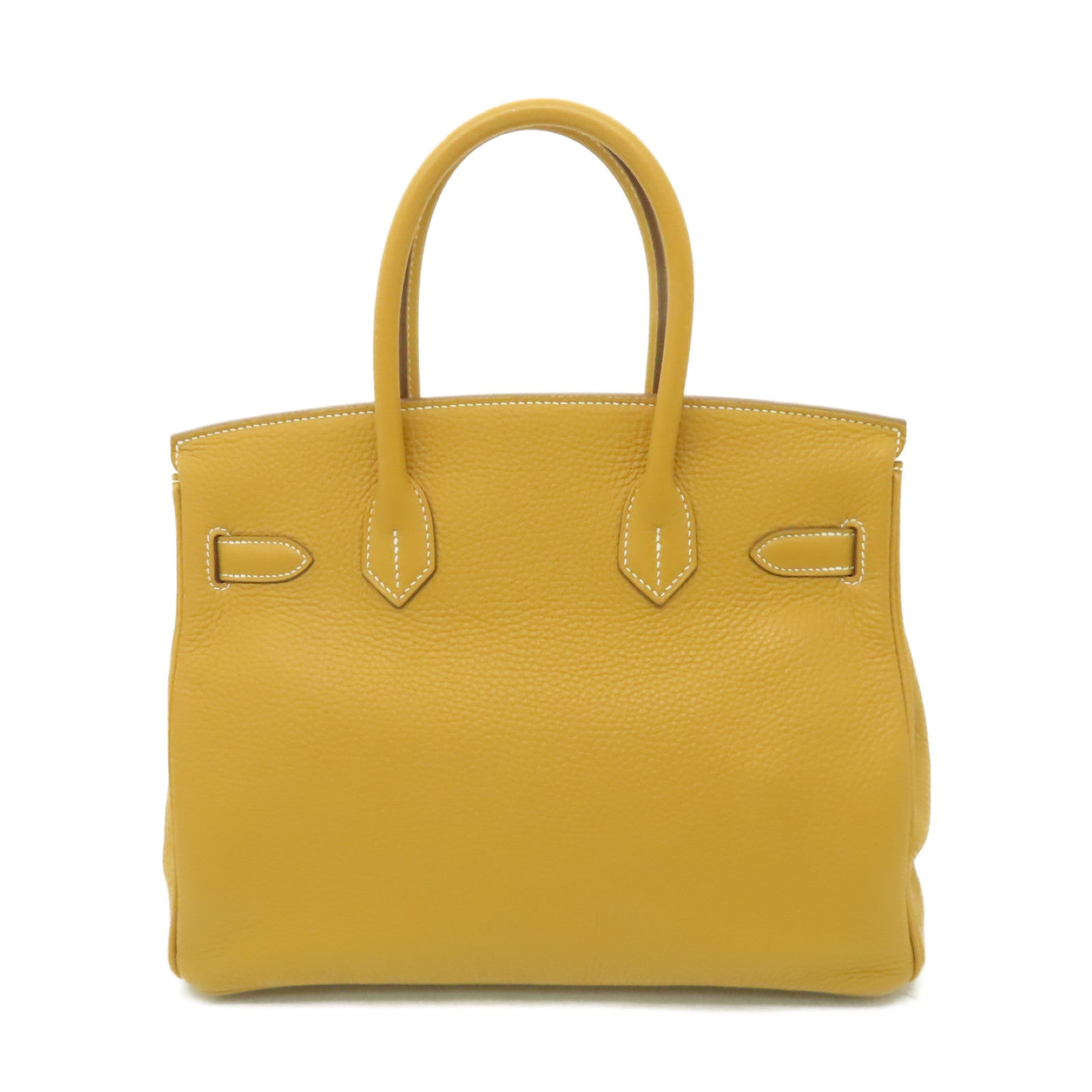 HERMES Clemence皮革Birkin 30金扣手挽袋Mustard棕色
