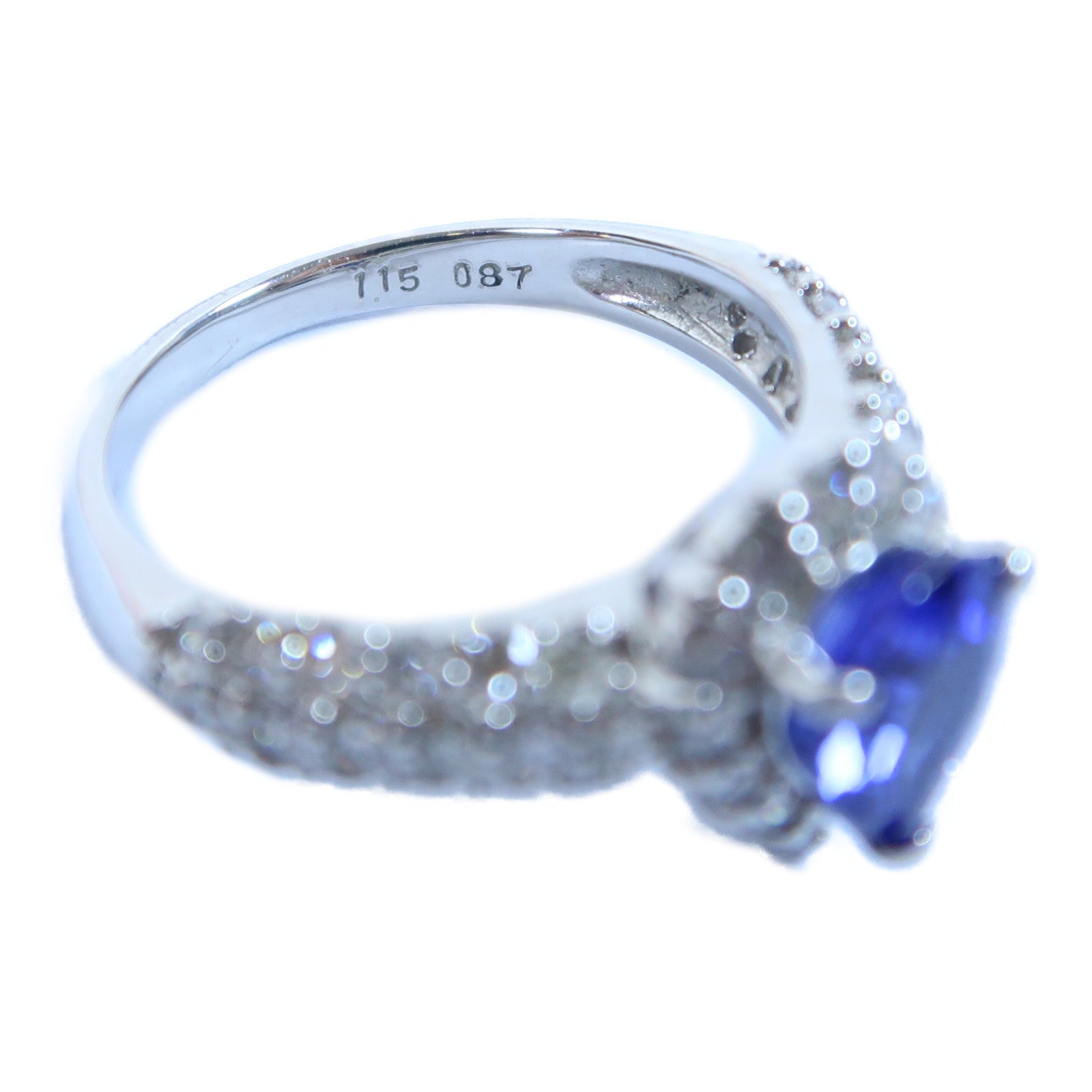 JEWELRY PT950鉑金Tanzanite Ring 1.15ct丹泉石/0.87ct鑽石戒指US#5.5