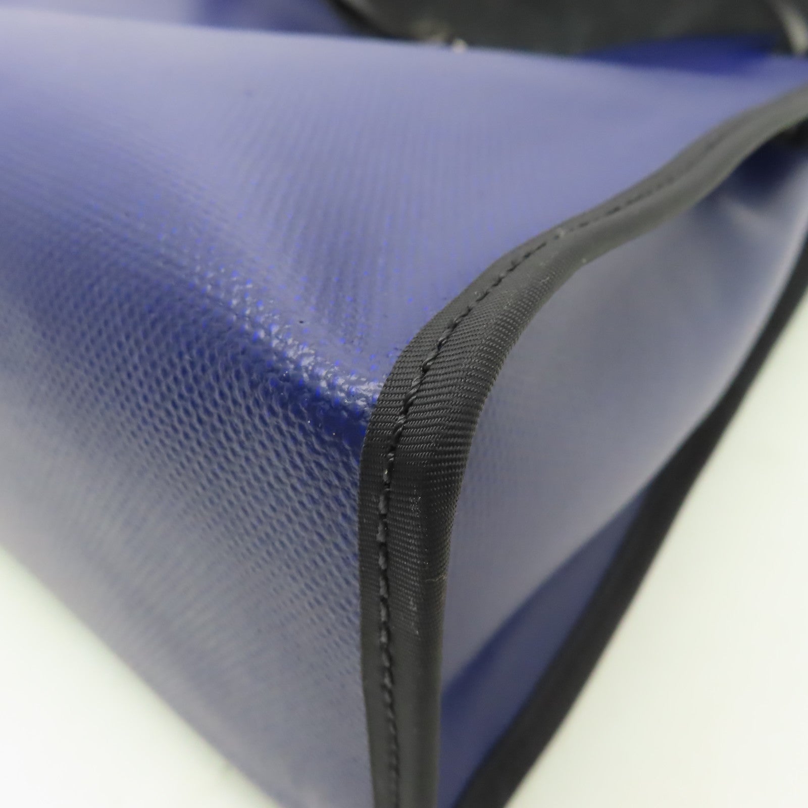 HERMES 塗層帆布HerBag PM銀扣手挽肩背兩用袋藍色/黑色