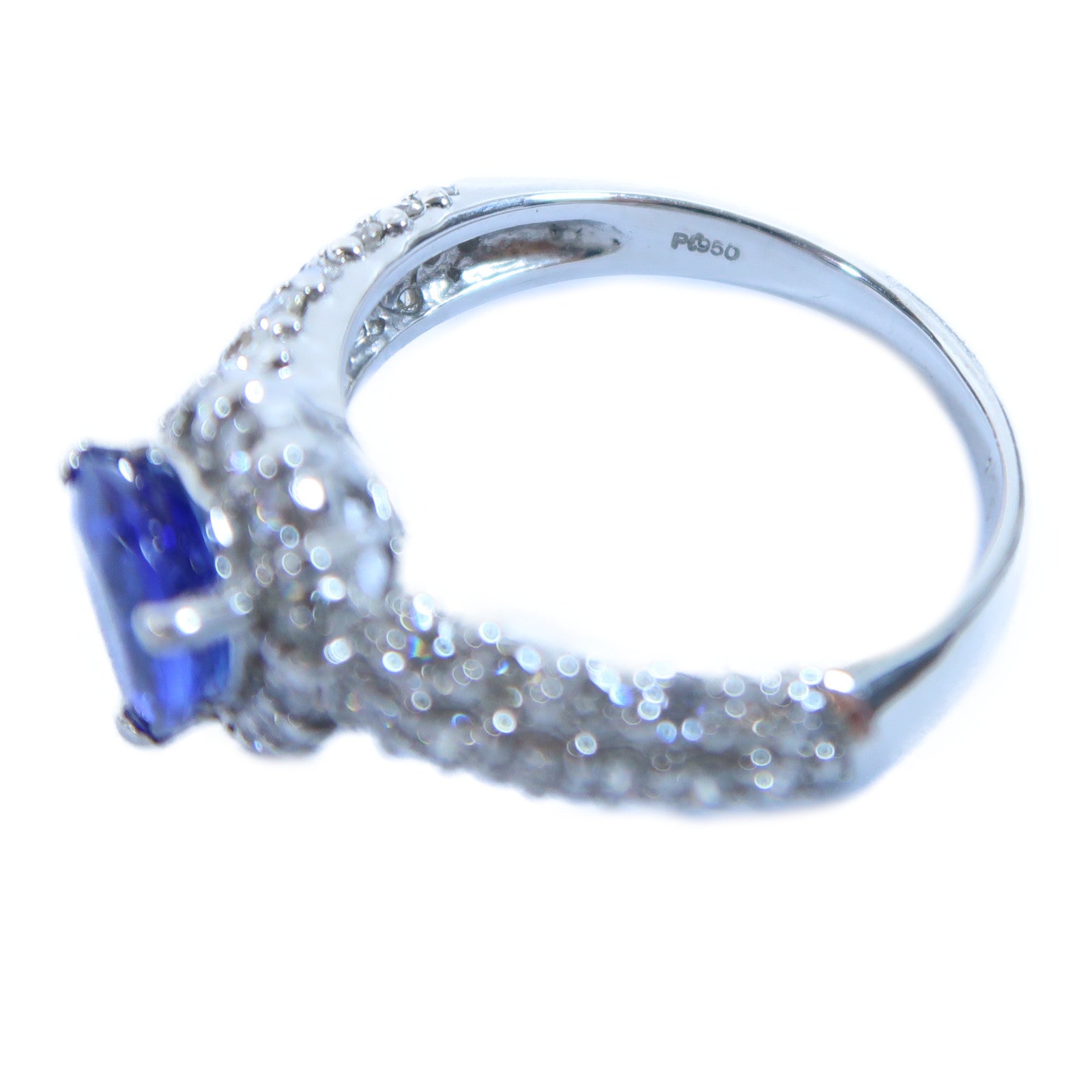 JEWELRY PT950鉑金Tanzanite Ring 1.15ct丹泉石/0.87ct鑽石戒指US#5.5