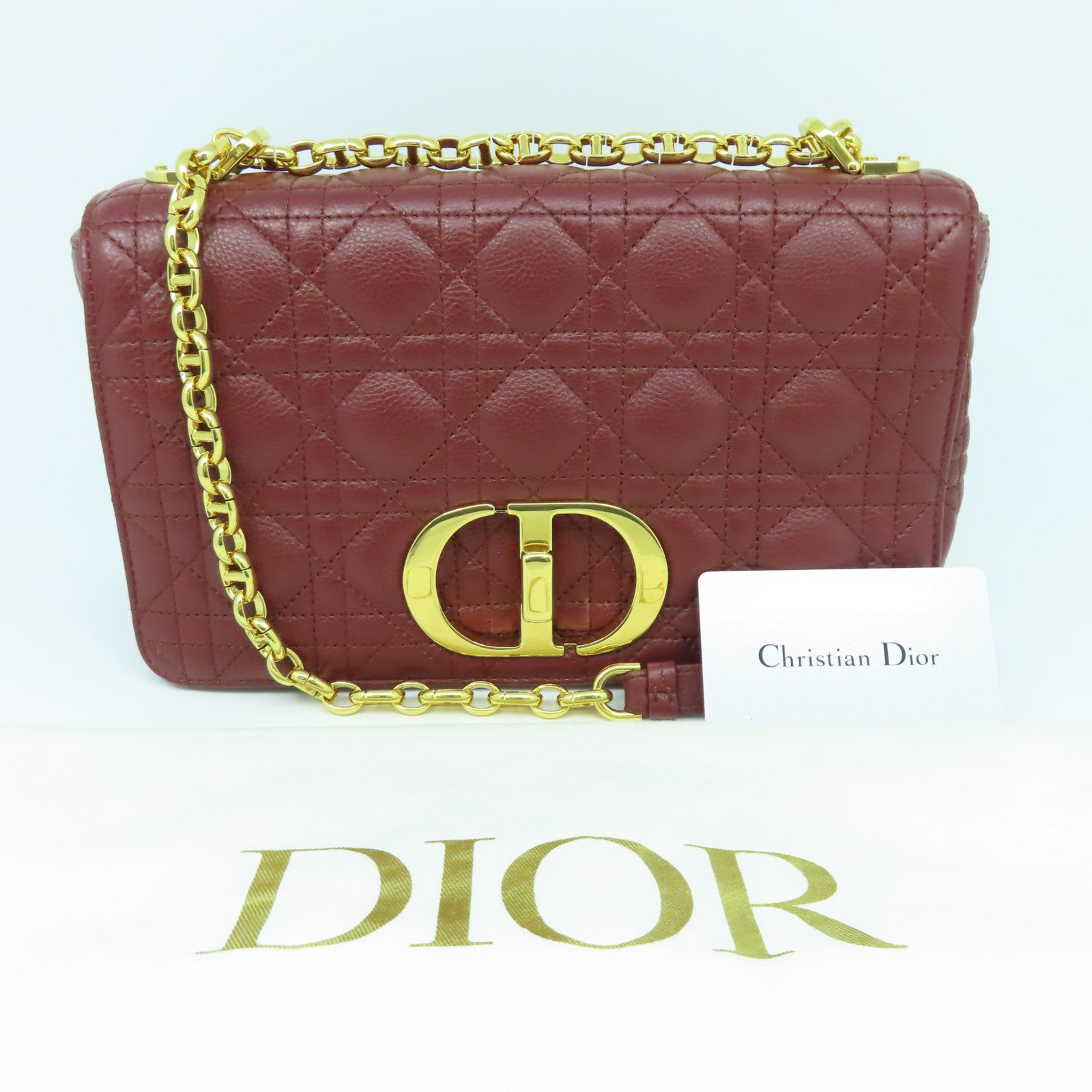 Dior 牛皮皮革Chain Shoulder金扣鏈帶肩背袋紅色