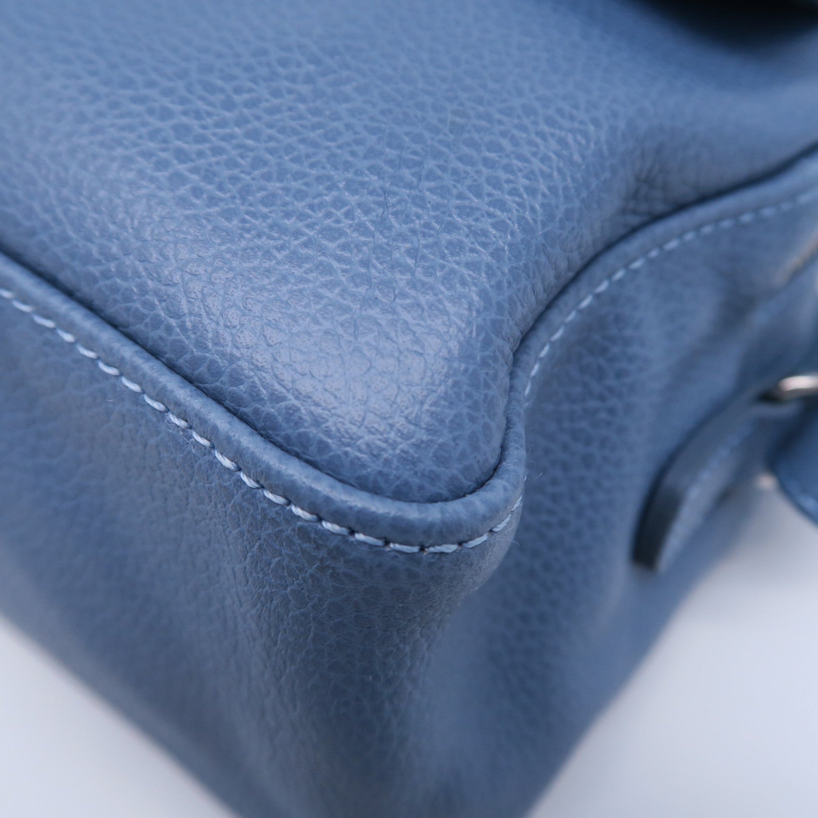 Longchamp 牛皮皮革Shoulder Bag銀扣肩背袋藍色