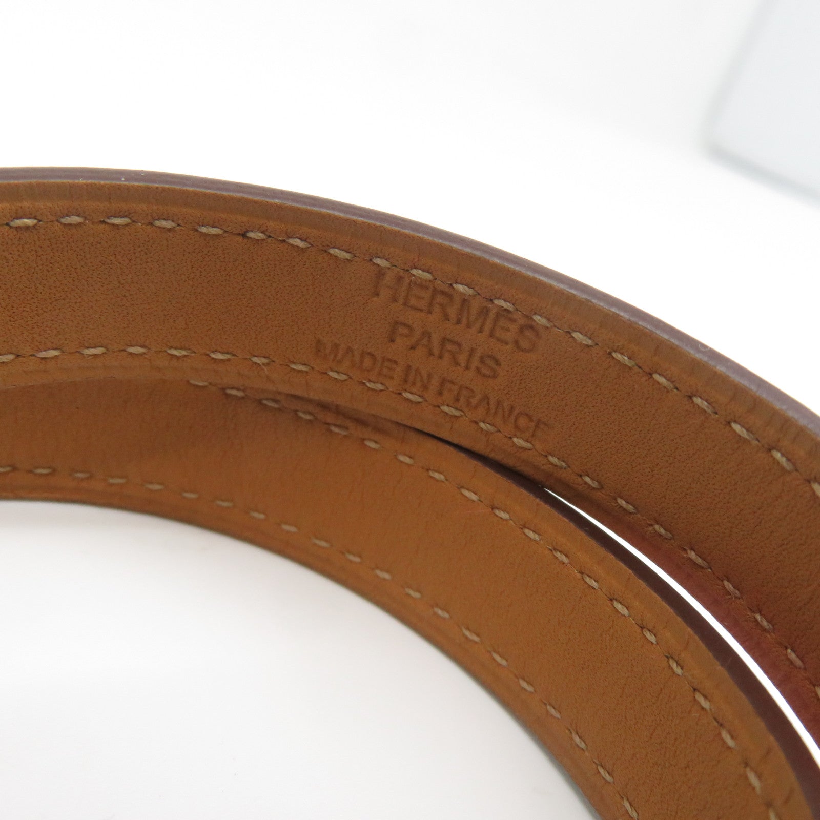 HERMES Epsom皮革Kelly Double Tour金扣手鐲紅色