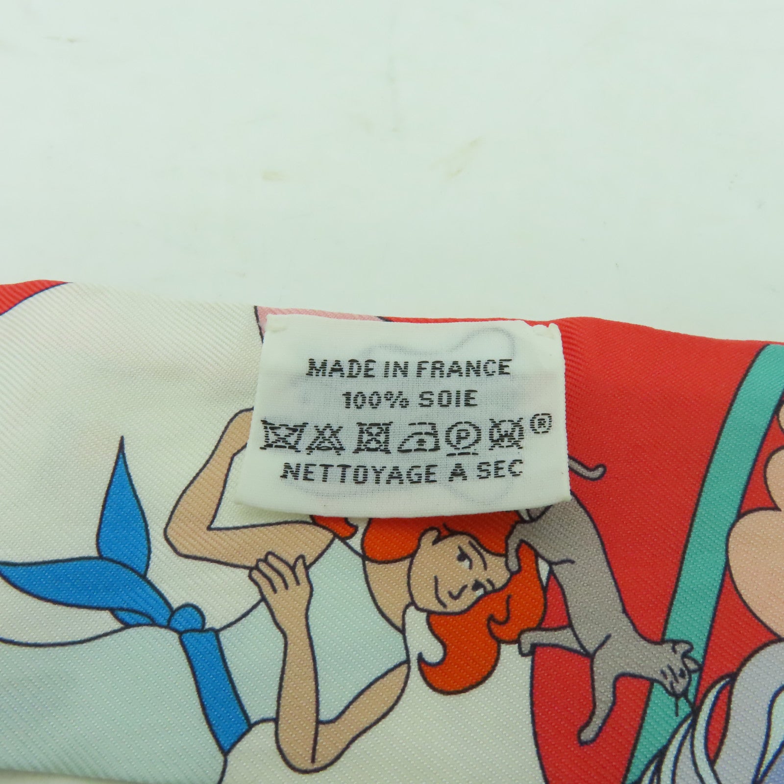 HERMES 絲質Twilly絲巾橙色/白色