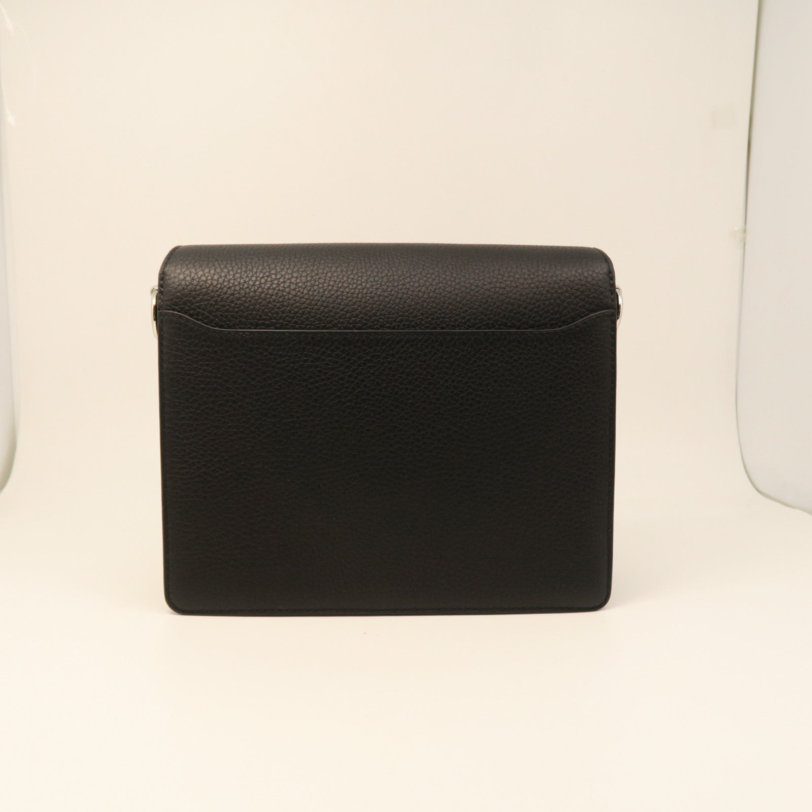 HERMES Clemence皮革Roulis 23银扣肩背袋黑色