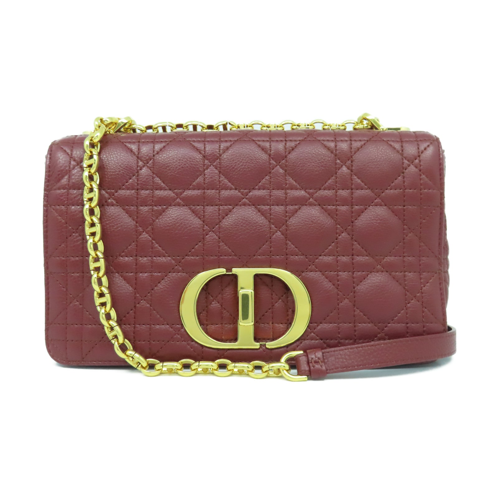 Dior 牛皮皮革Chain Shoulder金扣鏈帶肩背袋紅色