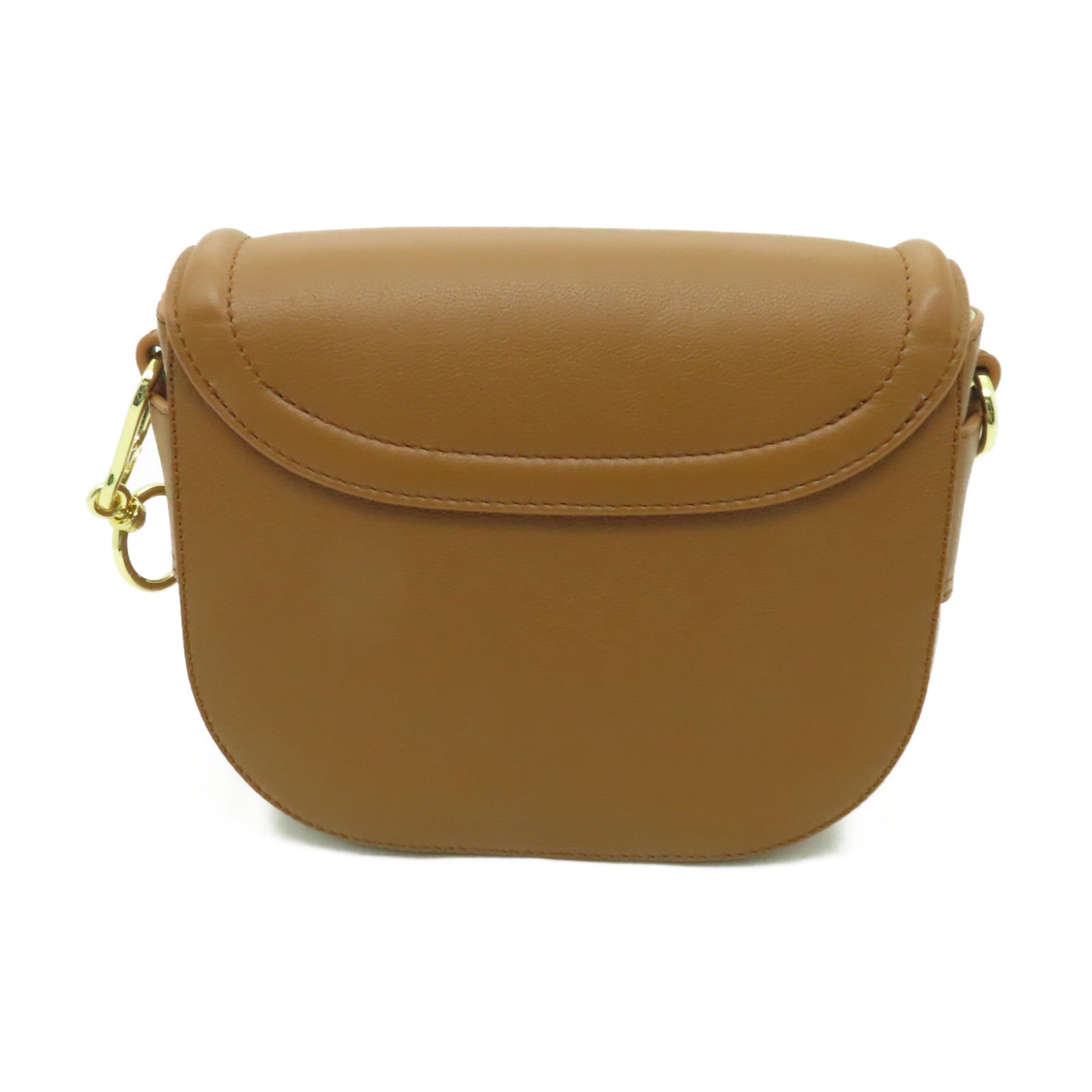 SEE BY CHLOE 牛皮皮革Shoulder Bag金扣肩背袋棕色