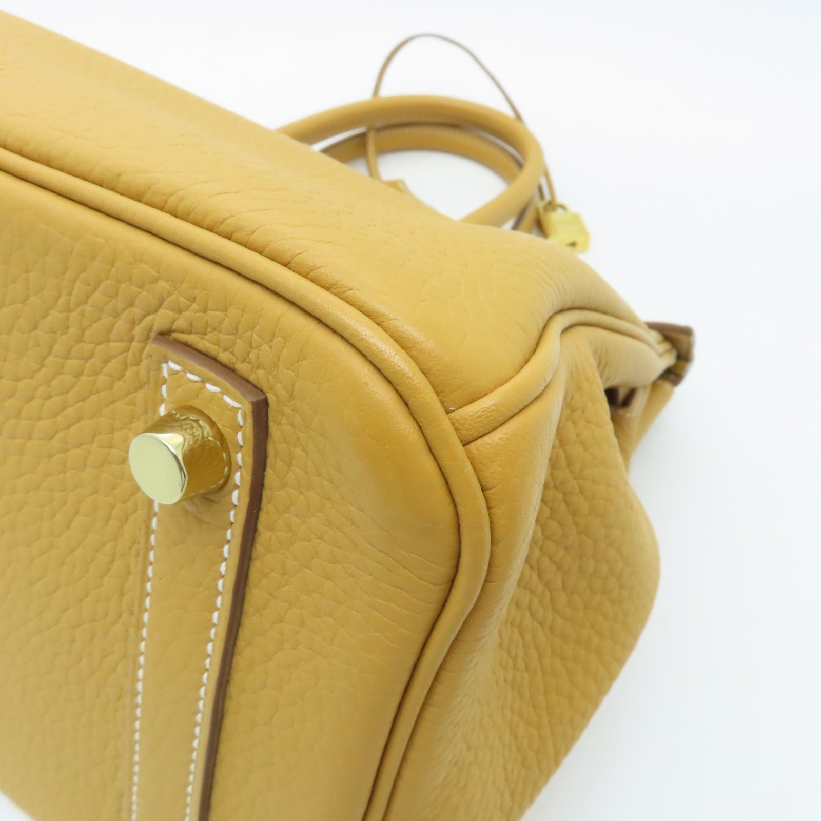 HERMES Clemence皮革Birkin 30金扣手挽袋Mustard棕色