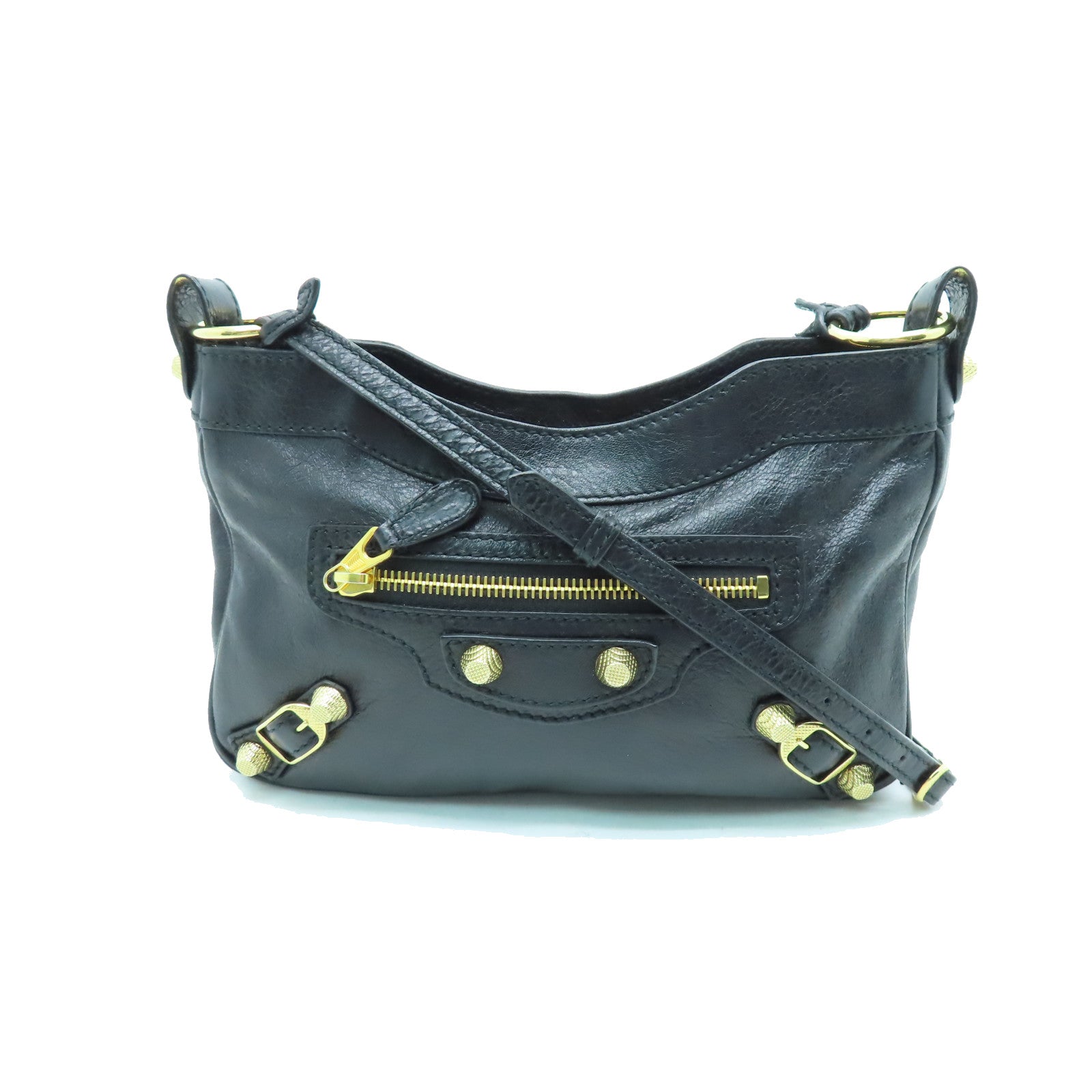 BALENCIAGA 牛皮皮革Gaint Hip金扣肩背袋黑色