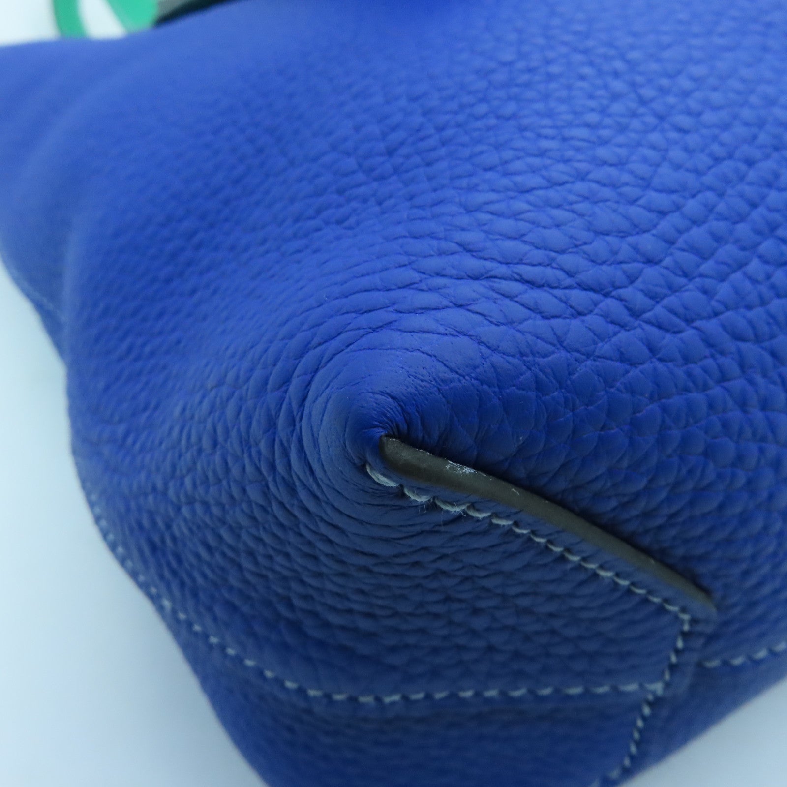 HERMES Clemence Leather Cabasellier 31 Shoulder Bag Royal Blue / Green