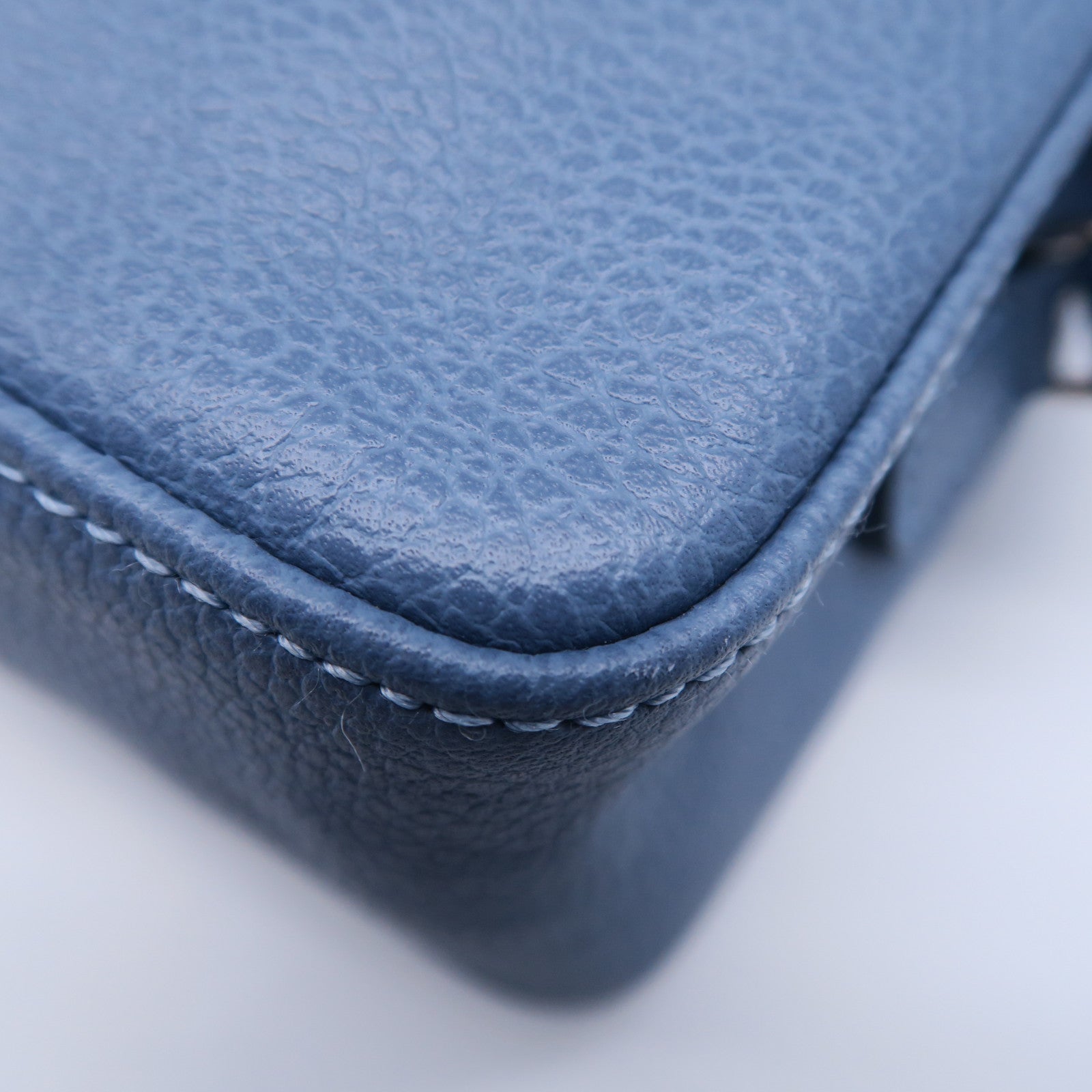 Longchamp 牛皮皮革Shoulder Bag銀扣肩背袋藍色