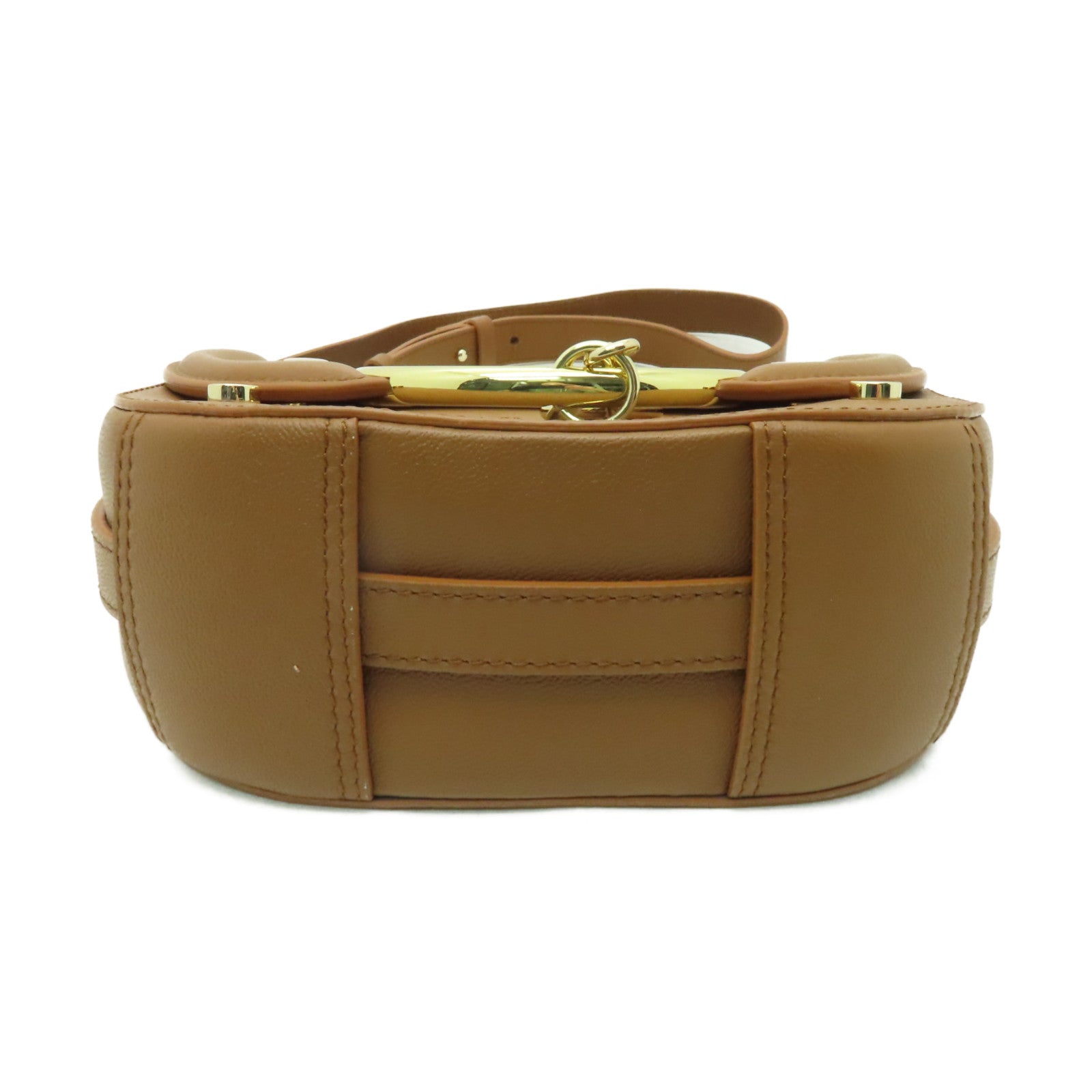 SEE BY CHLOE 牛皮皮革Shoulder Bag金扣肩背袋棕色