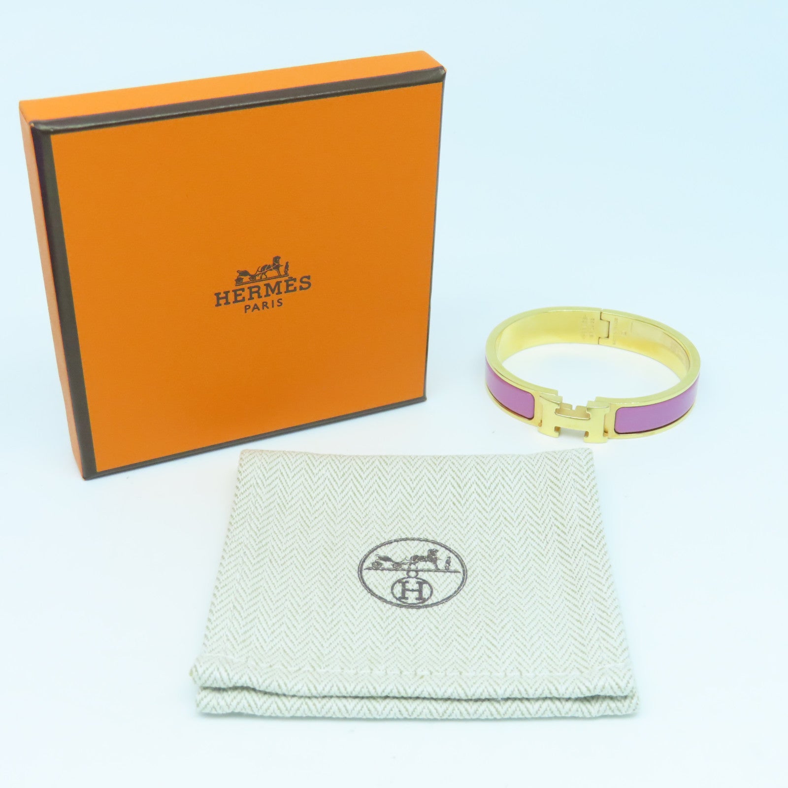 HERMES Metal/Enamel Clic H Bracelet Purple