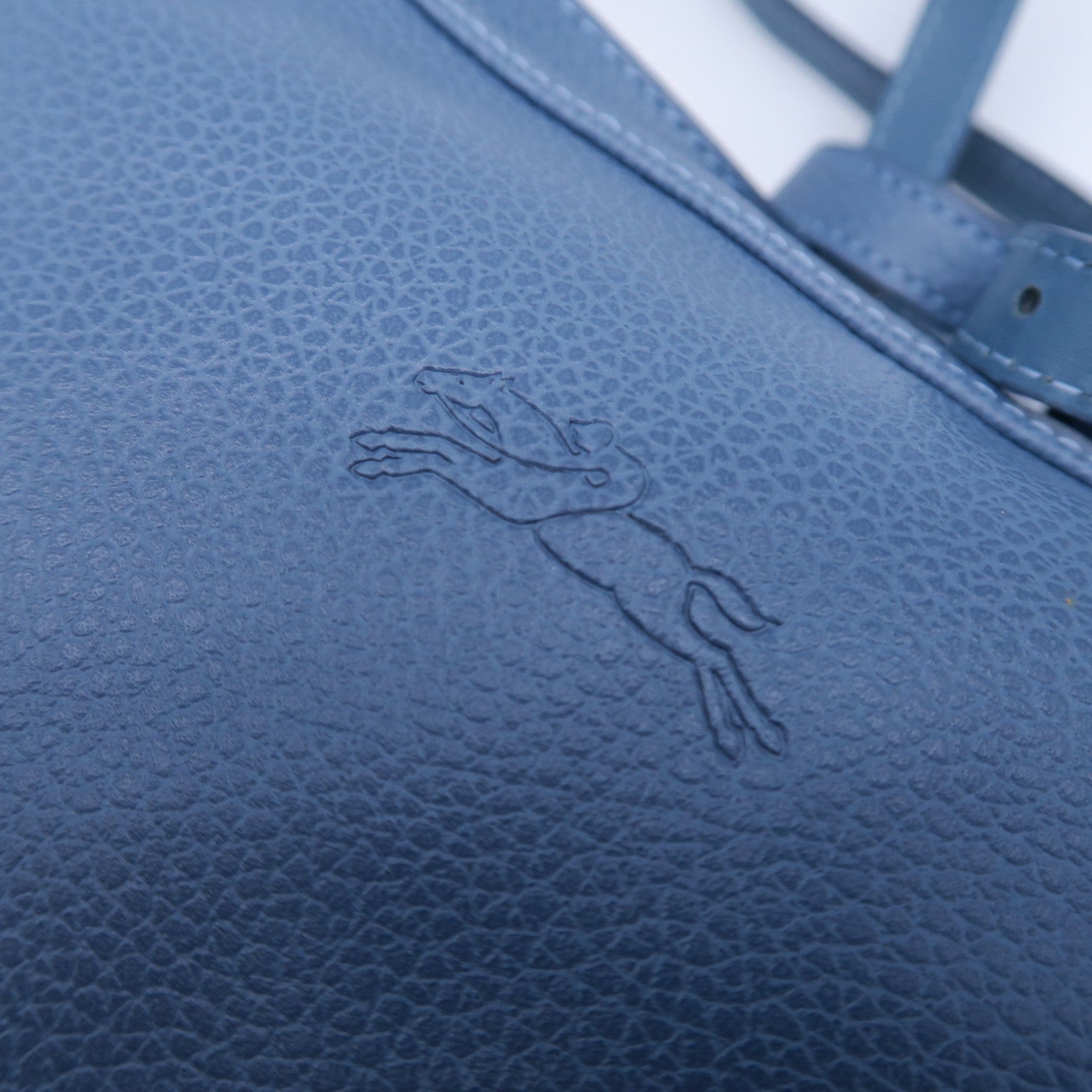 Longchamp 牛皮皮革Shoulder Bag銀扣肩背袋藍色