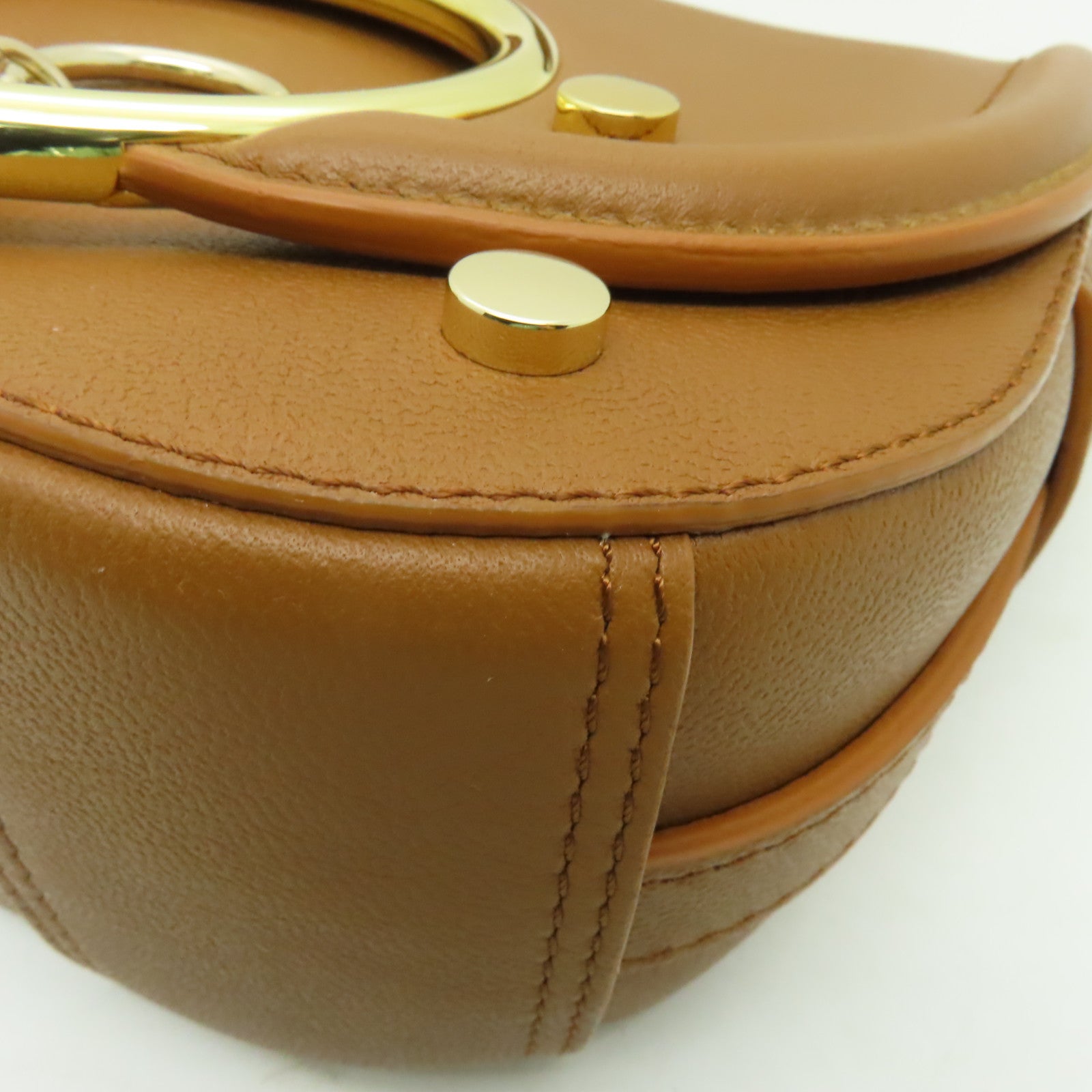 SEE BY CHLOE 牛皮皮革Shoulder Bag金扣肩背袋棕色