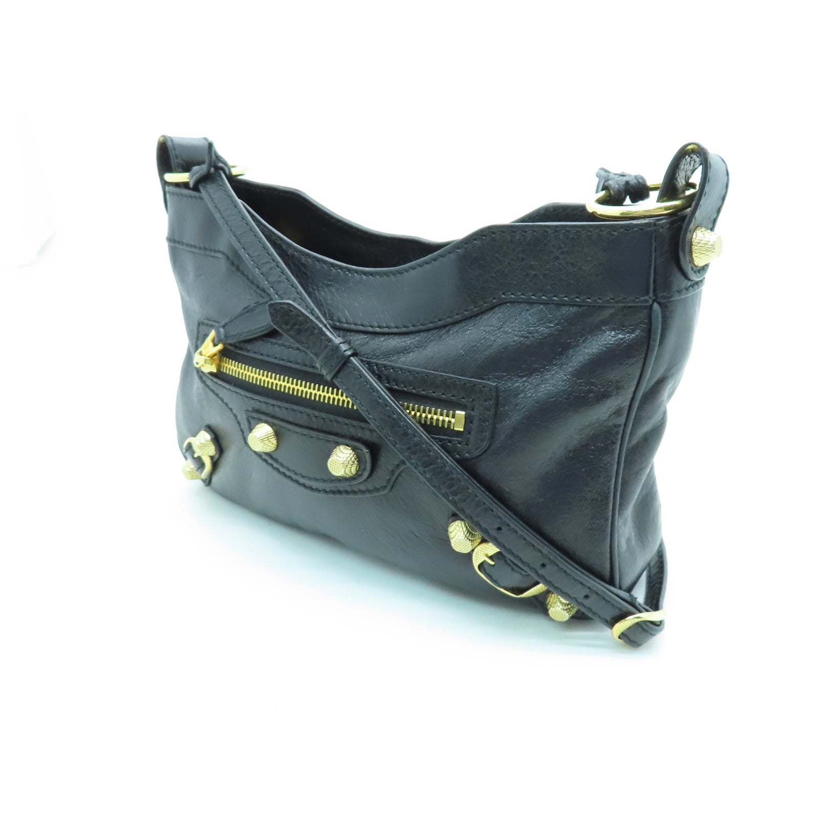 BALENCIAGA 牛皮皮革Gaint Hip金扣肩背袋黑色