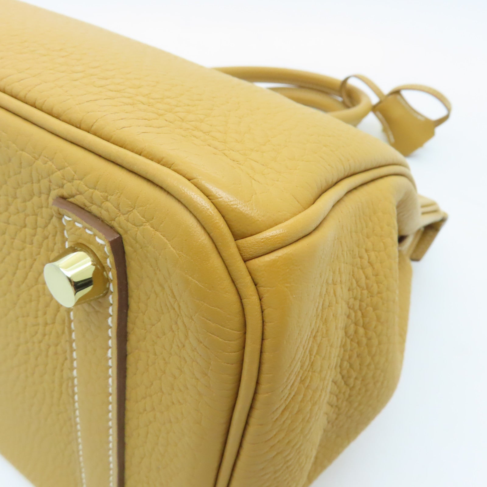 HERMES Clemence皮革Birkin 30金扣手挽袋Mustard棕色