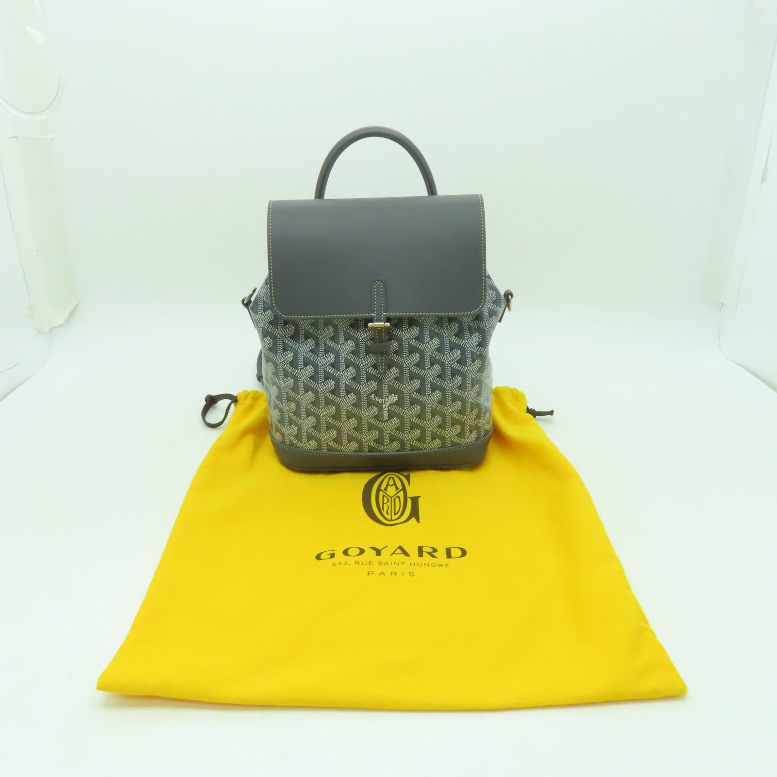 GOYARD 【激減優惠】塗層帆布/牛皮皮革Backpack銀扣背包灰色