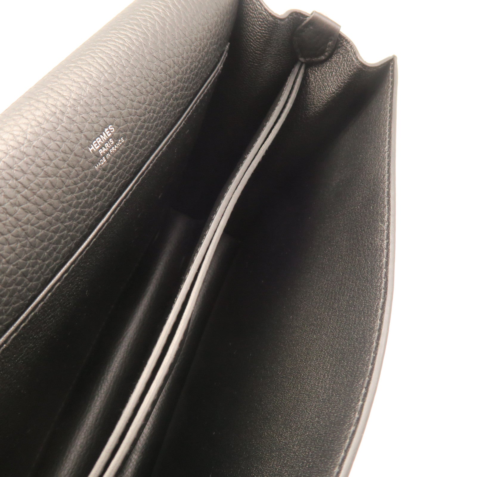 HERMES Clemence皮革Roulis 23银扣肩背袋黑色