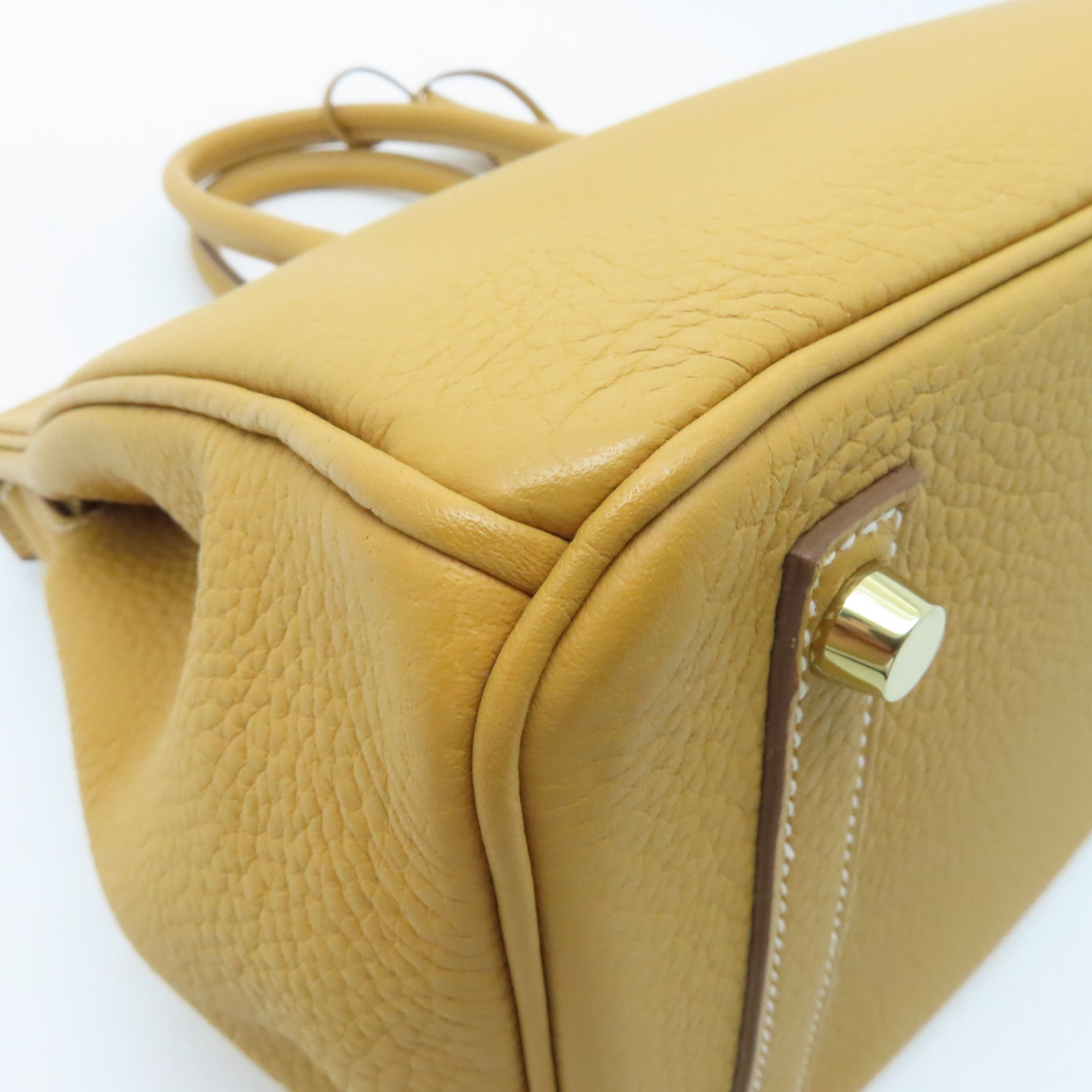 HERMES Clemence皮革Birkin 30金扣手挽袋Mustard棕色