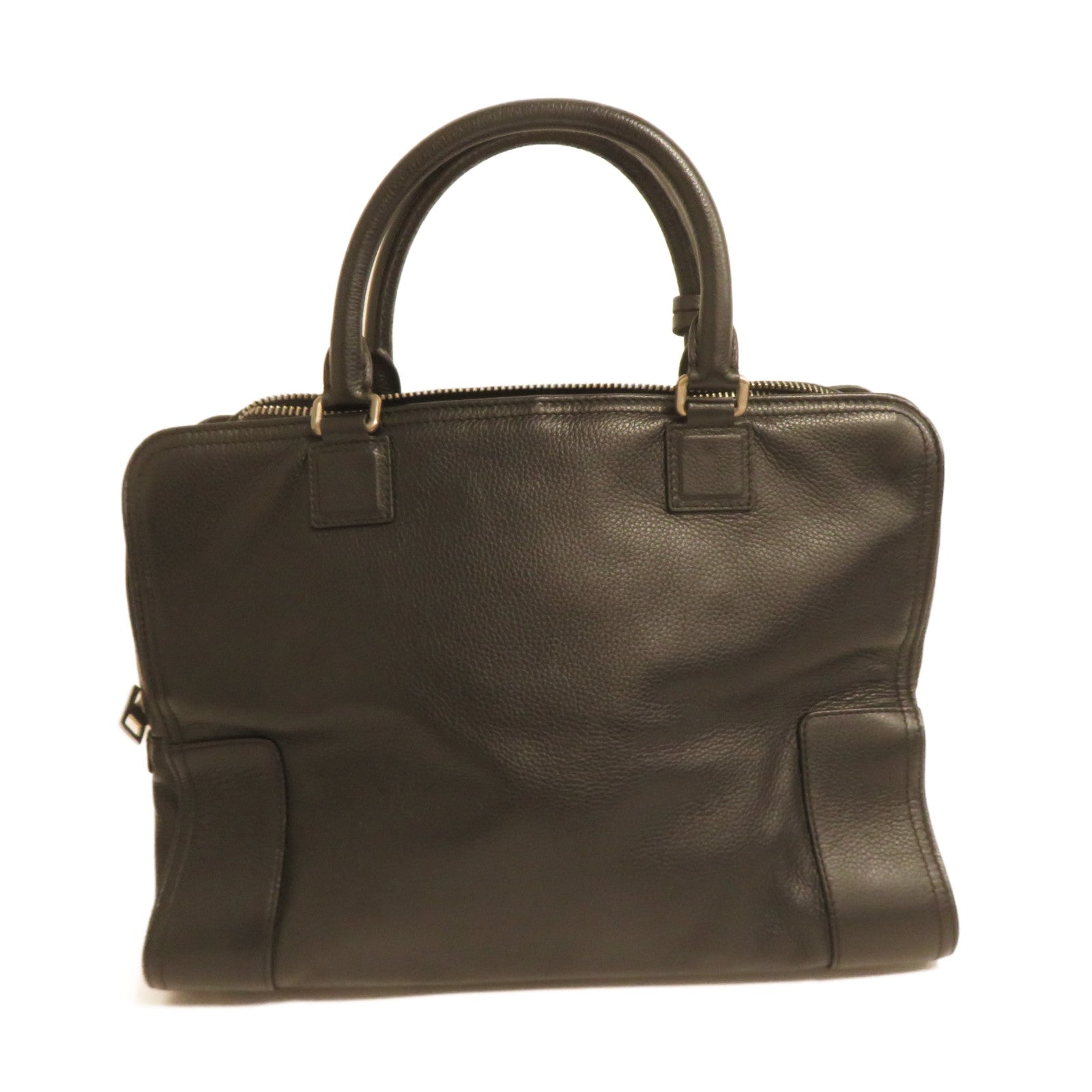 LOEWE 牛皮皮革/牛仔布Amazona銀扣手挽袋藍色/黑色