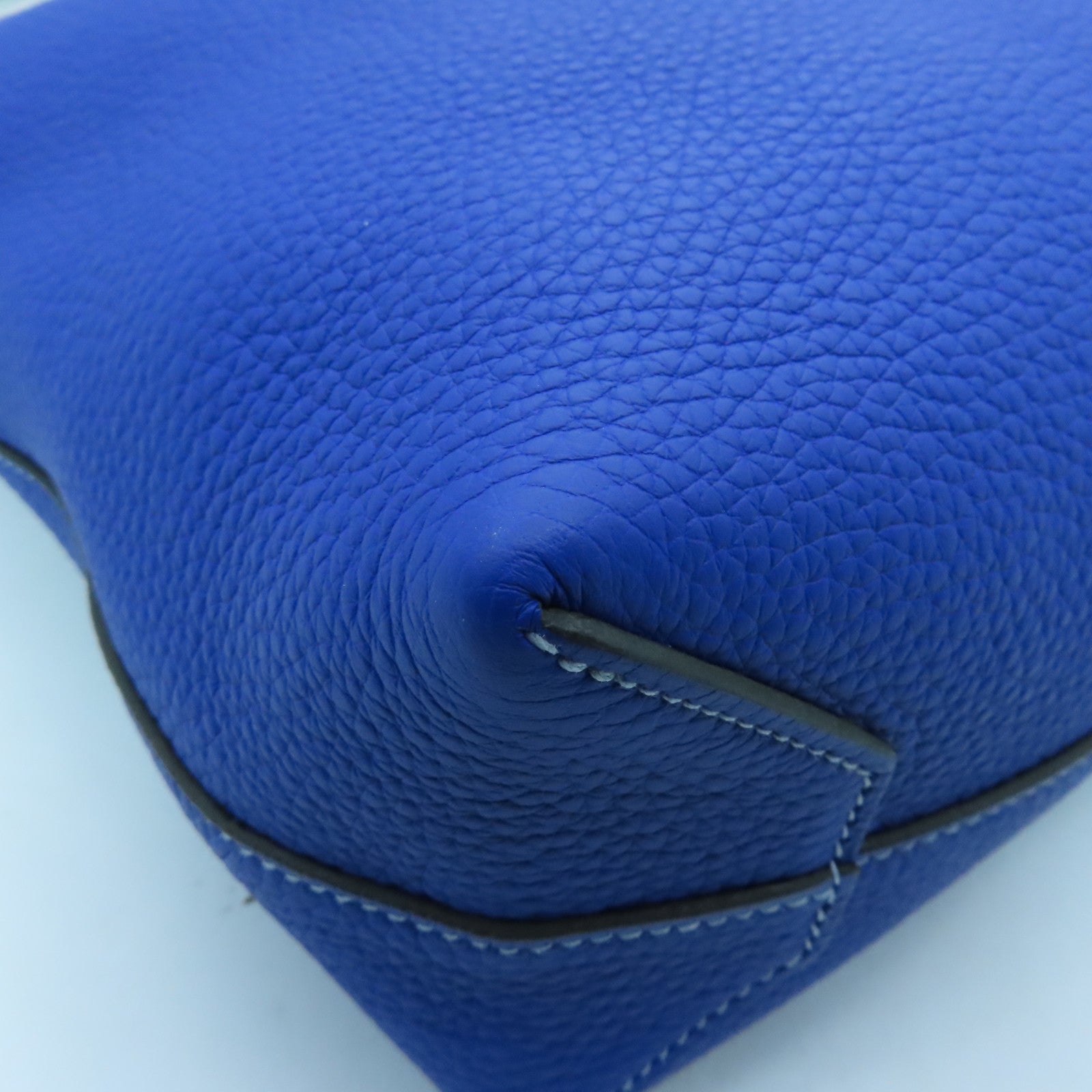 HERMES Clemence Leather Cabasellier 31 Shoulder Bag Royal Blue / Green