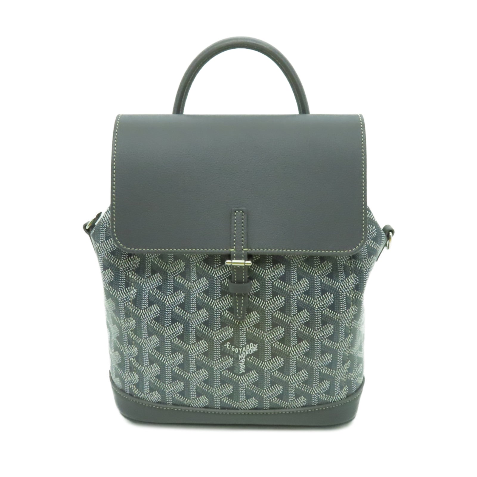 GOYARD 【激減優惠】塗層帆布/牛皮皮革Backpack銀扣背包灰色