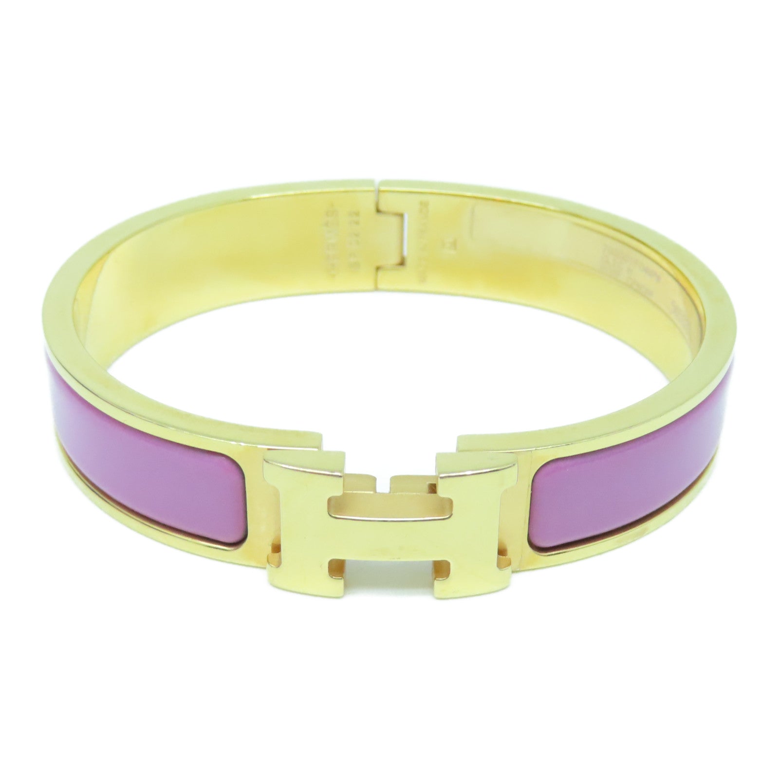 HERMES Metal/Enamel Clic H Bracelet Purple