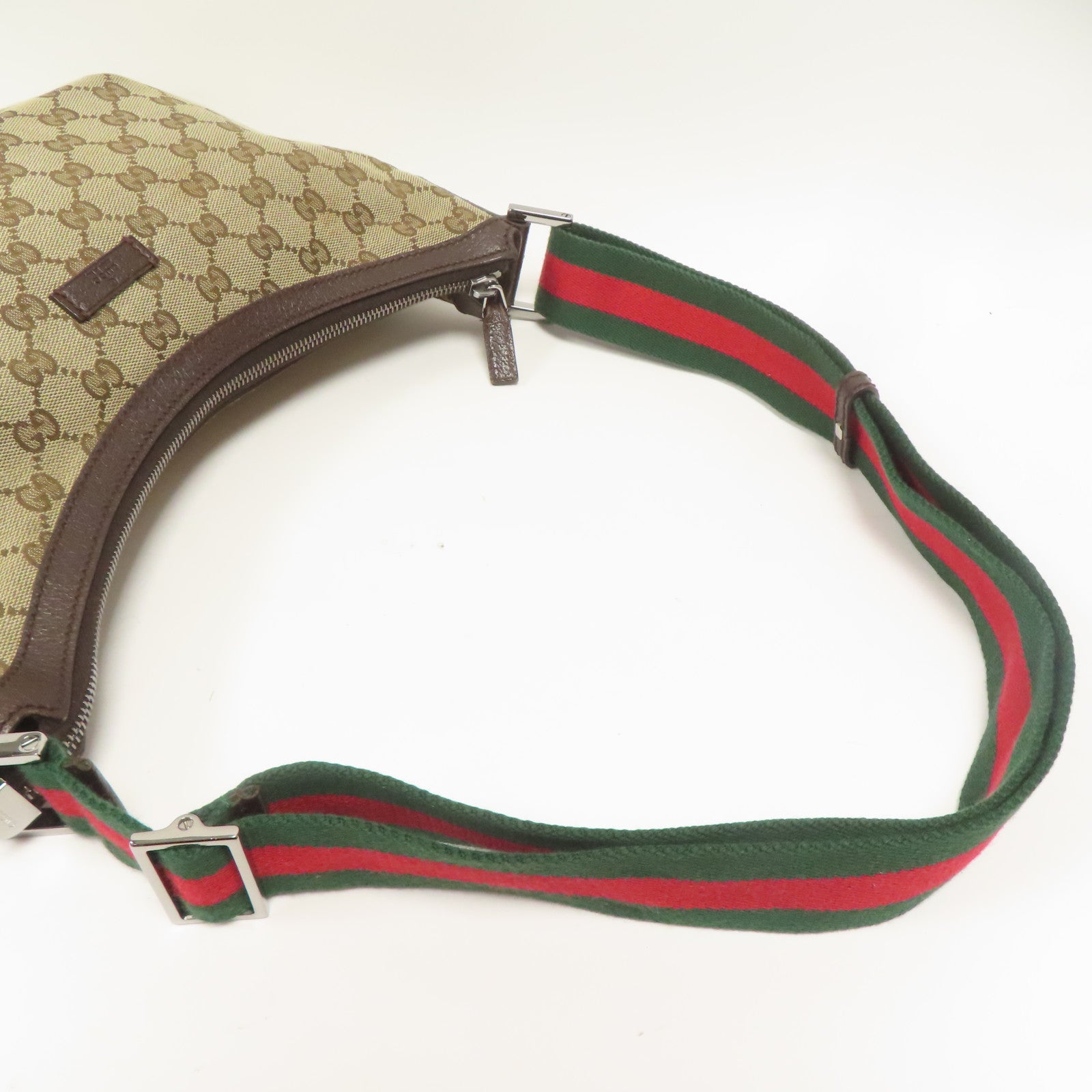 GUCCI 帆布Shoulder Bag銀扣肩背袋啡色