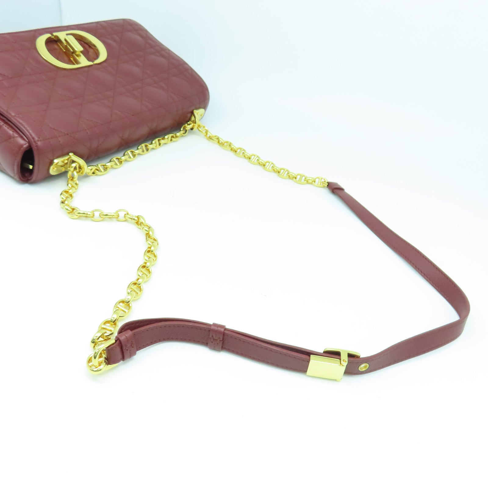 Dior 牛皮皮革Chain Shoulder金扣鏈帶肩背袋紅色