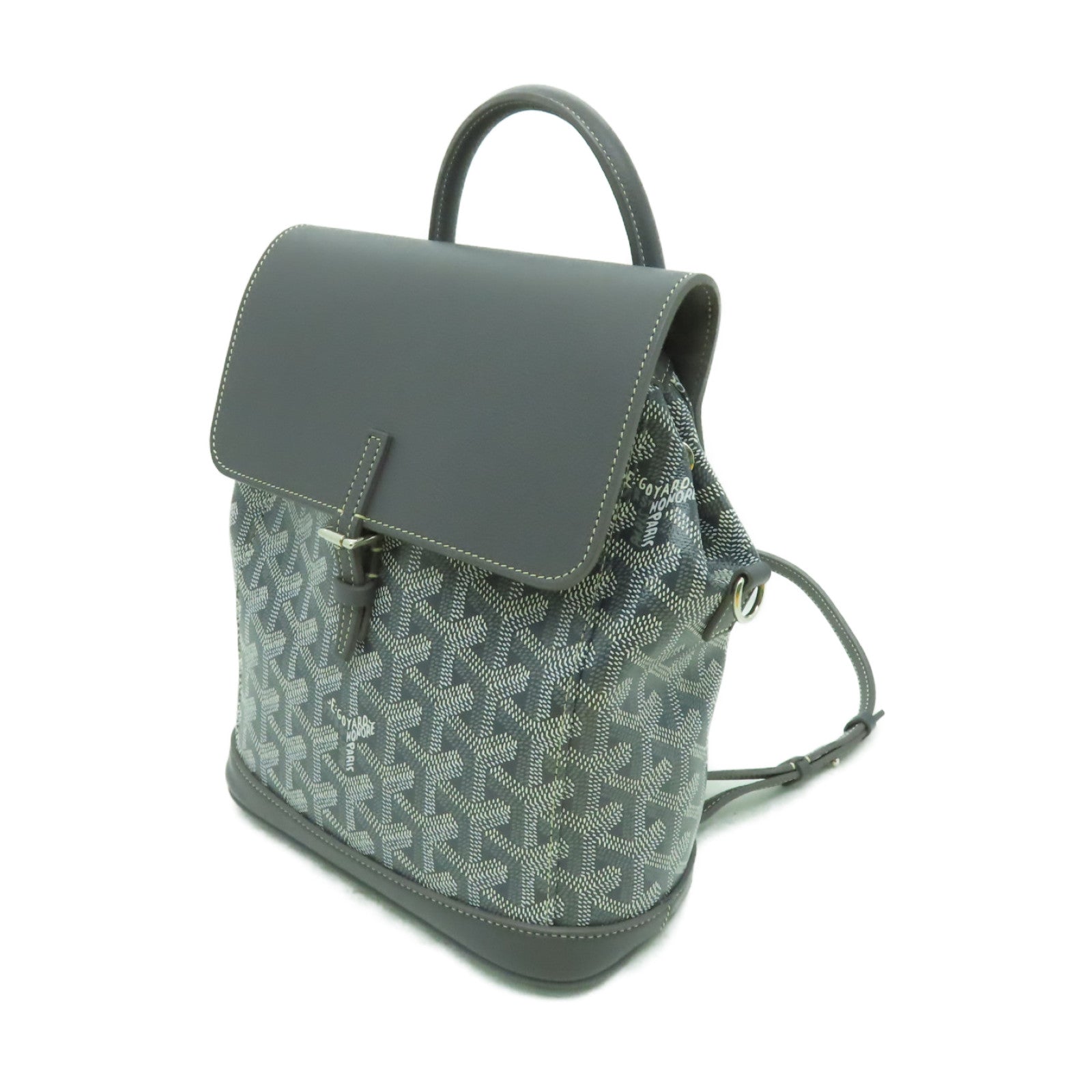 GOYARD 【激減優惠】塗層帆布/牛皮皮革Backpack銀扣背包灰色