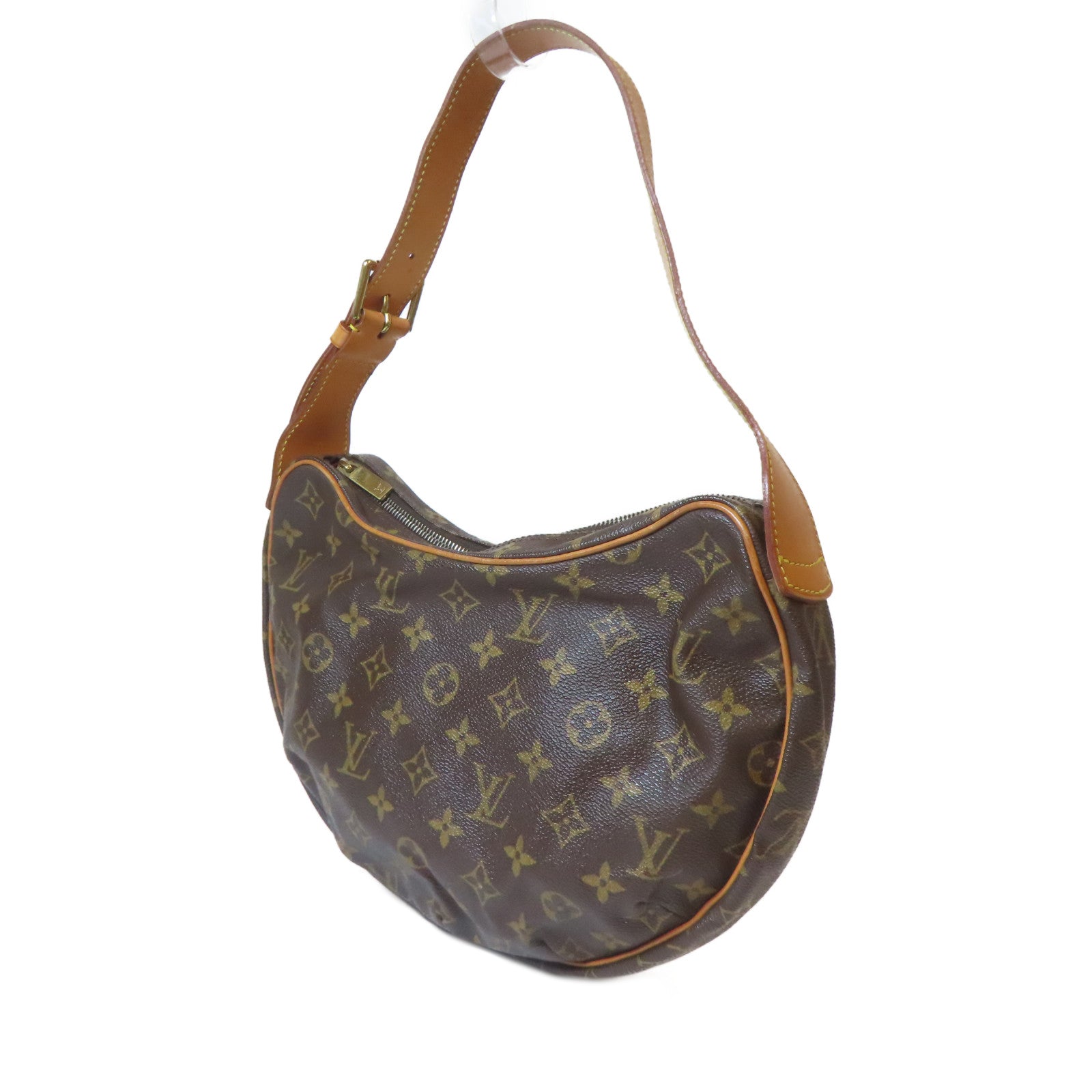LOUIS VUITTON Monogram Pochette Croissant金扣肩背袋啡色