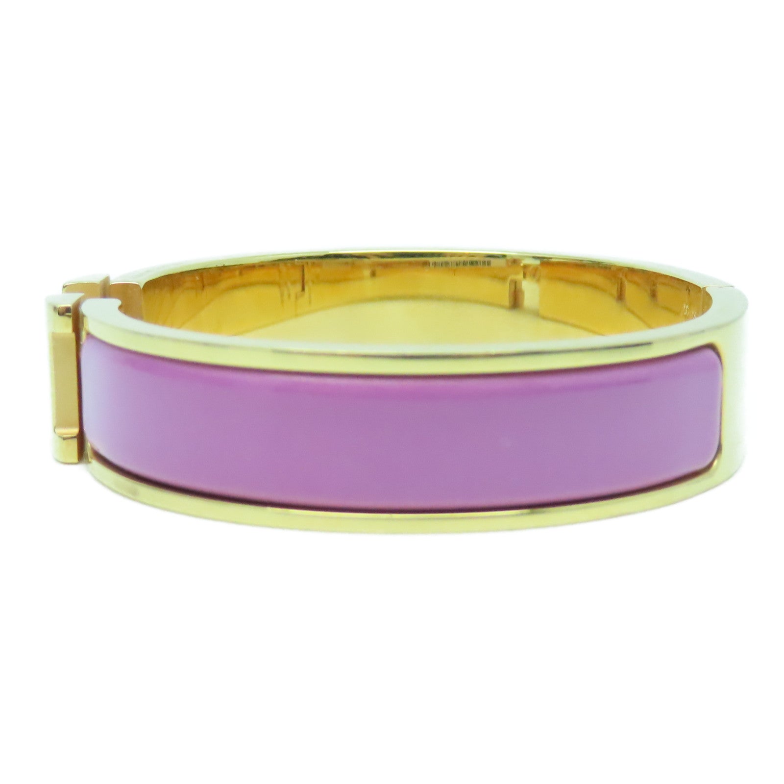 HERMES Metal/Enamel Clic H Bracelet Purple