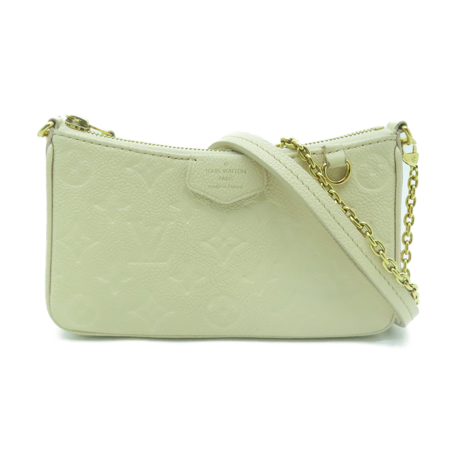 LOUIS VUITTON 【激減優惠】Monogram Empreinte Easy Pouch On Strap金扣肩背包米白色