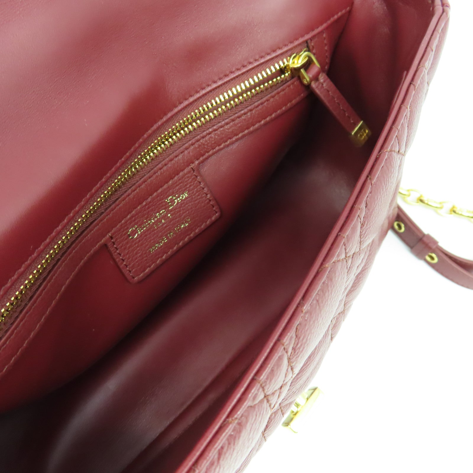 Dior 牛皮皮革Chain Shoulder金扣鏈帶肩背袋紅色