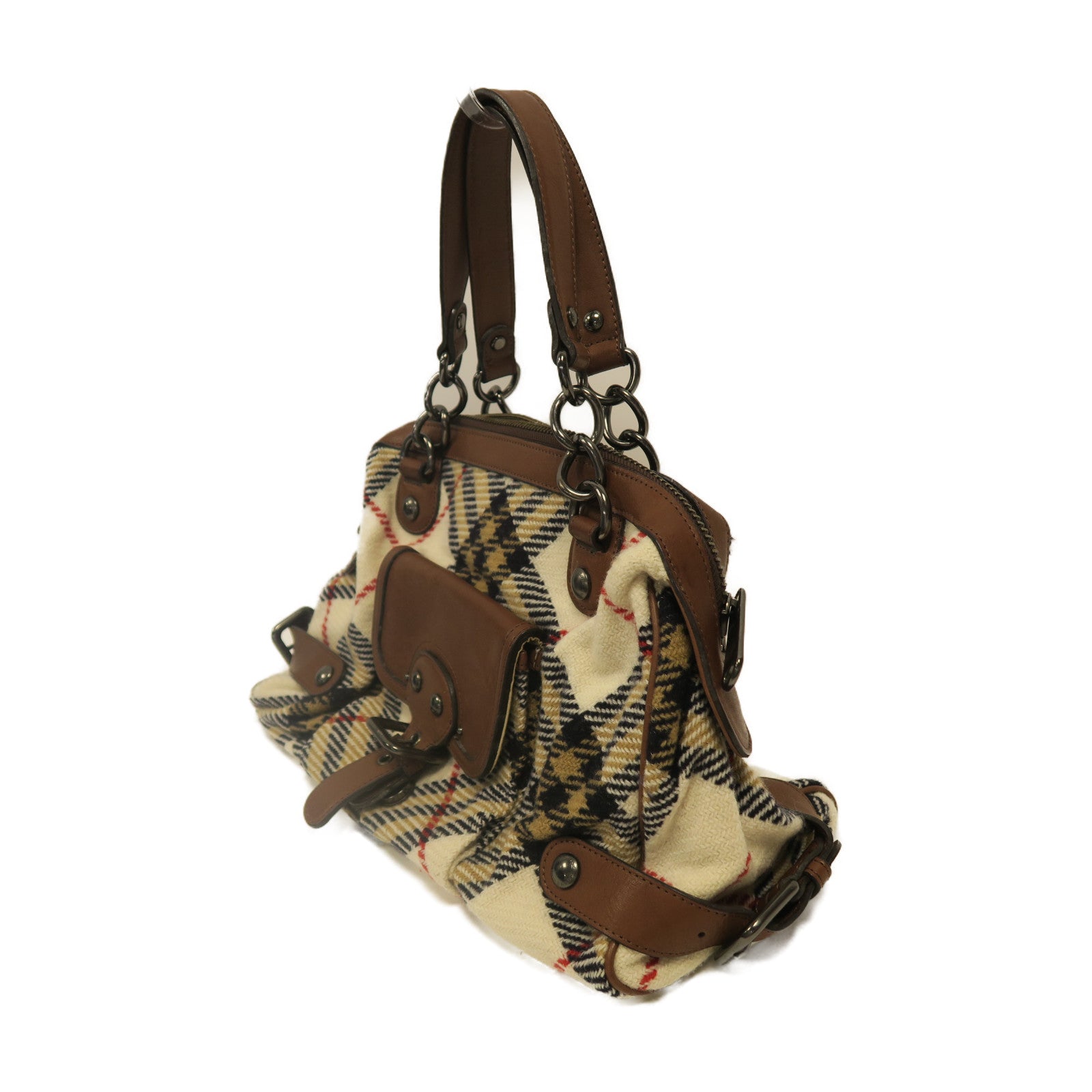 BURBERRY BLUE LABEL 帆布Shoulder Bag銀扣肩背袋啡色