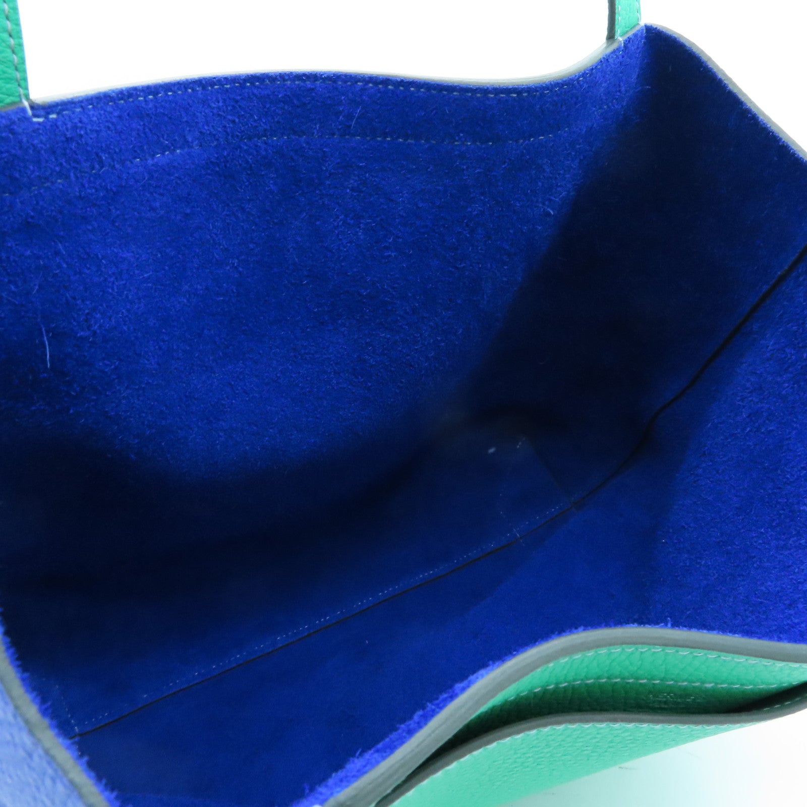 HERMES Clemence Leather Cabasellier 31 Shoulder Bag Royal Blue / Green