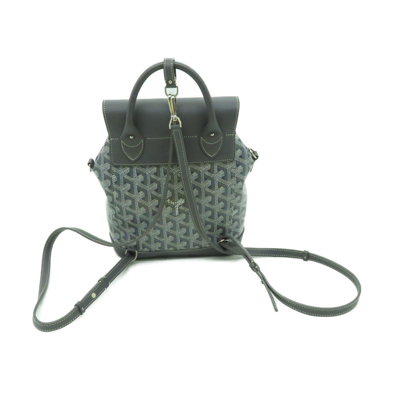 GOYARD 【激減優惠】塗層帆布/牛皮皮革Backpack銀扣背包灰色