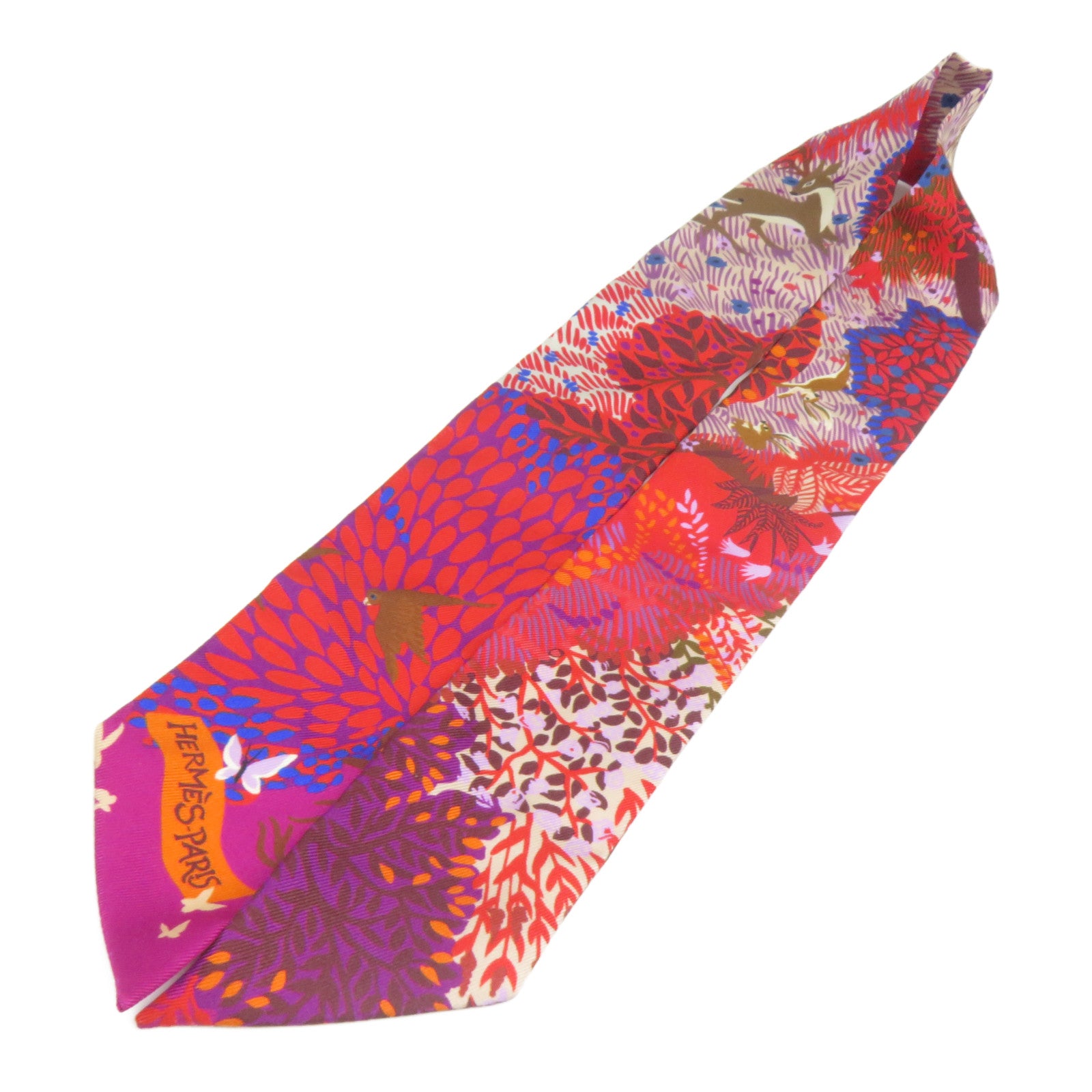 HERMES 絲質Twilly絲巾紅色