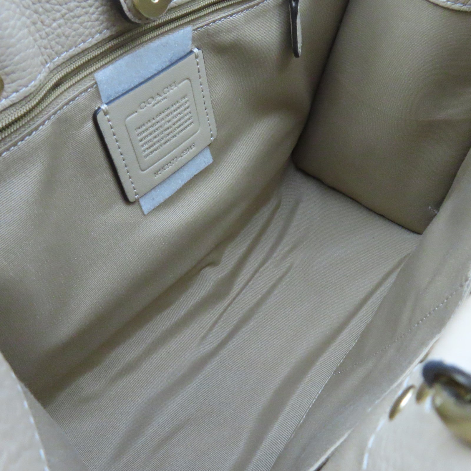 COACH 塗層帆布/牛皮皮革2Way Shoulder Bag手挽肩背兩用袋杏色/紅色
