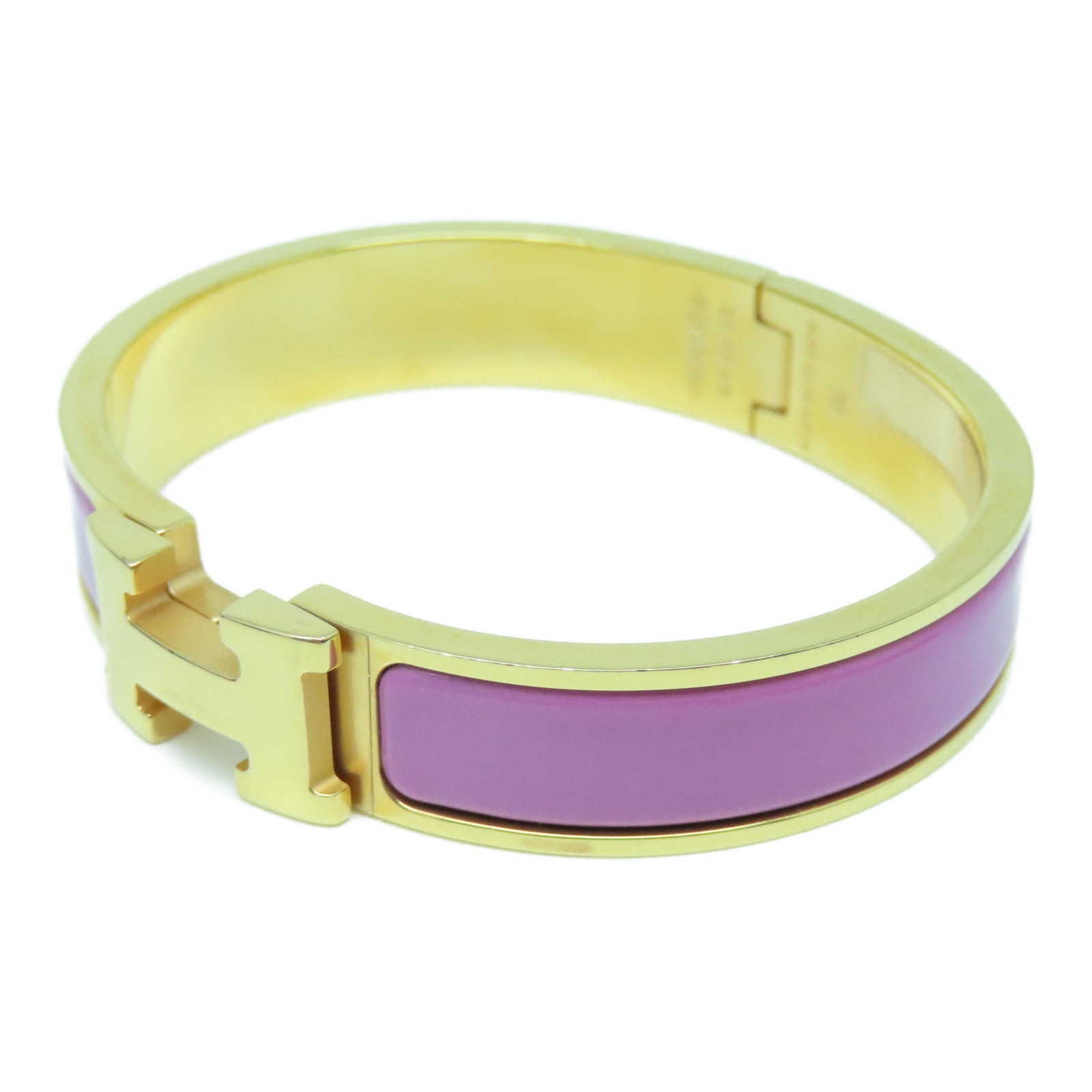 HERMES Metal/Enamel Clic H Bracelet Purple