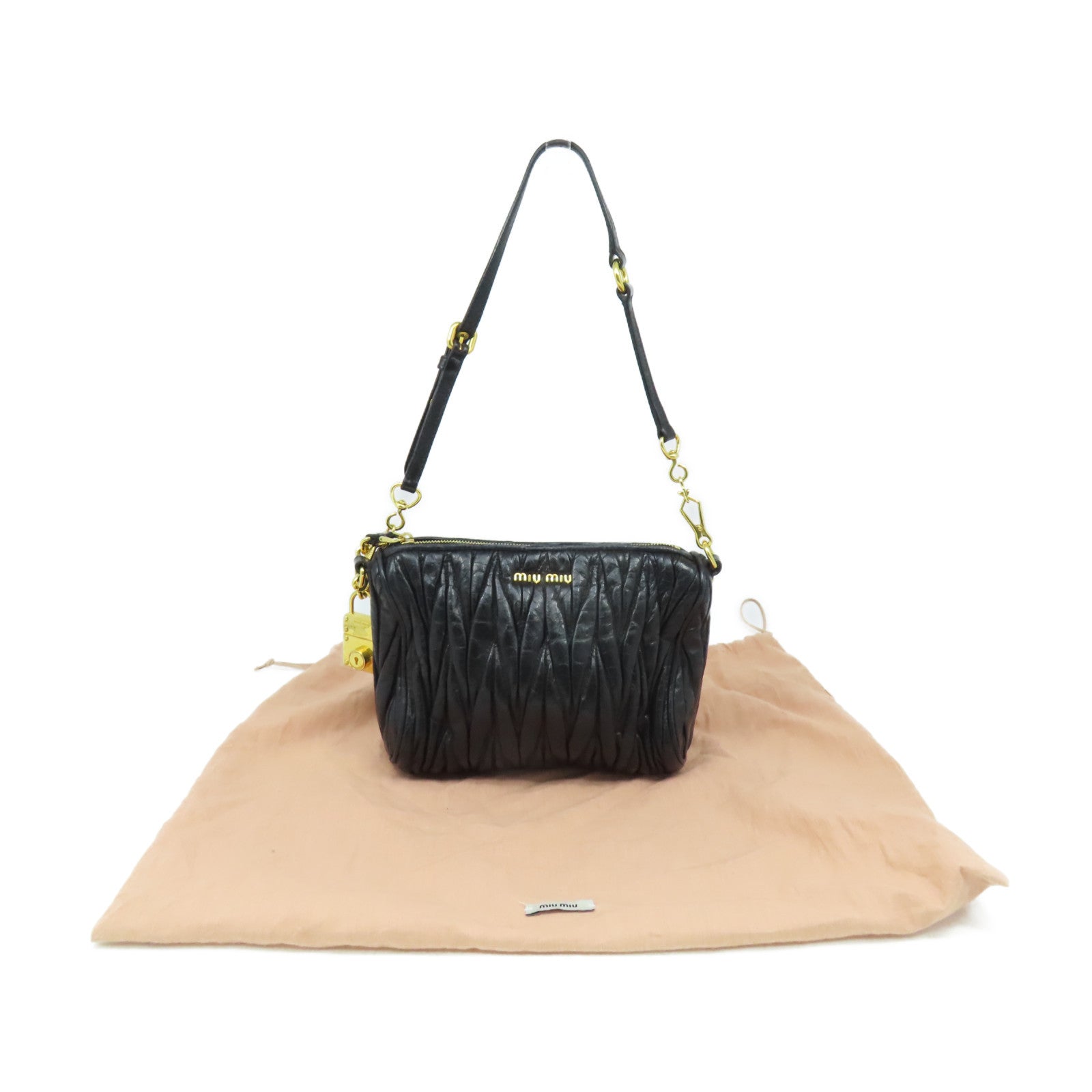 Miu Miu 羊皮皮革Shoulder Bag金扣肩背袋黑色