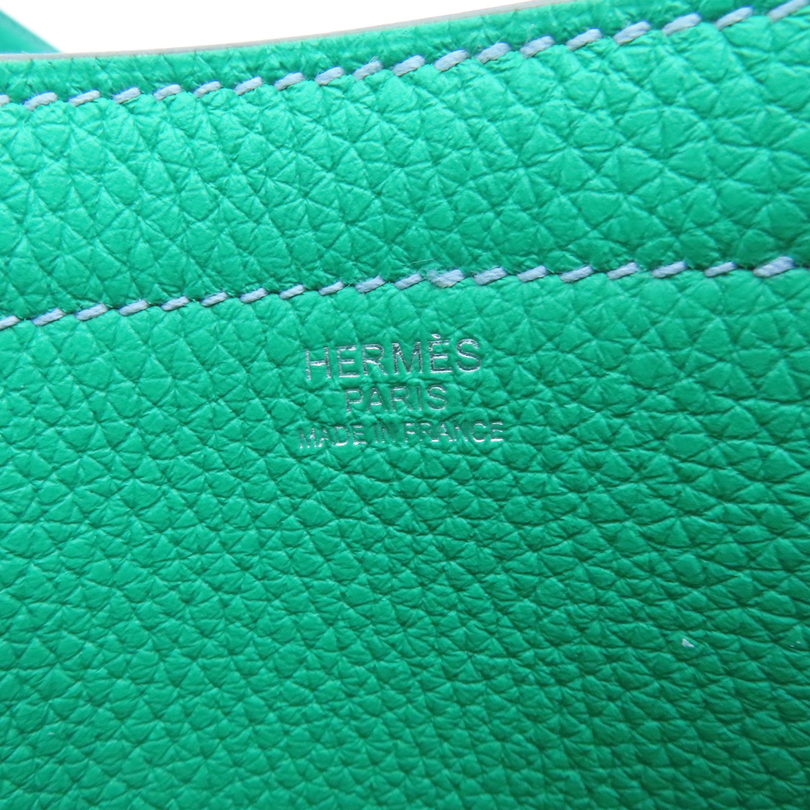 HERMES Clemence Leather Cabasellier 31 Shoulder Bag Royal Blue / Green