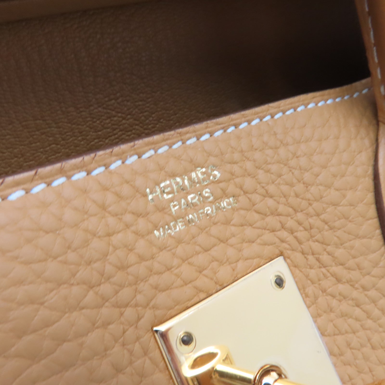 HERMES Clemence皮革Birkin 30金扣手挽袋Mustard棕色