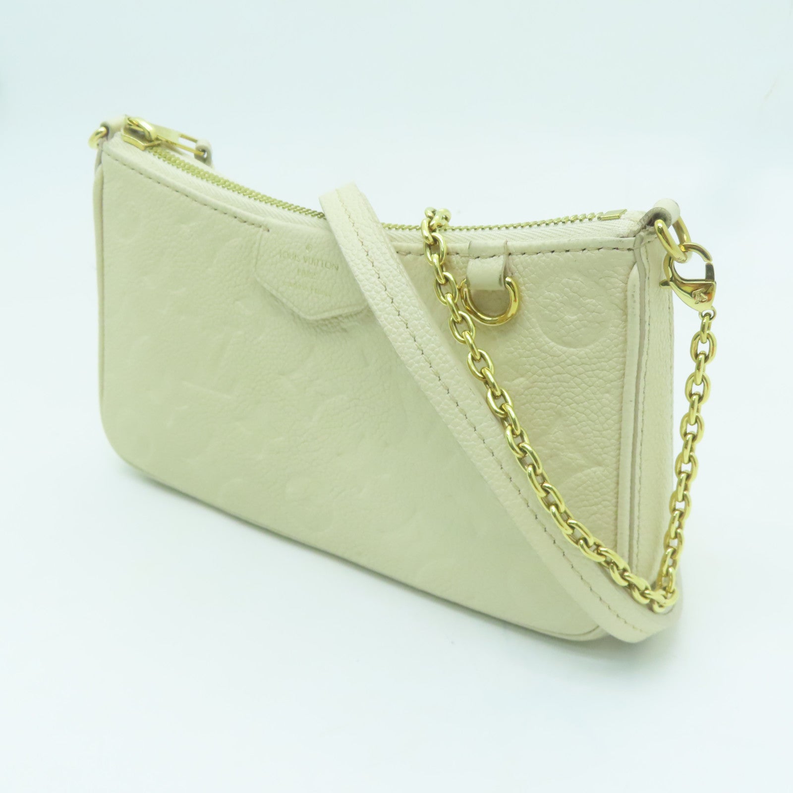 LOUIS VUITTON 【激減優惠】Monogram Empreinte Easy Pouch On Strap金扣肩背包米白色