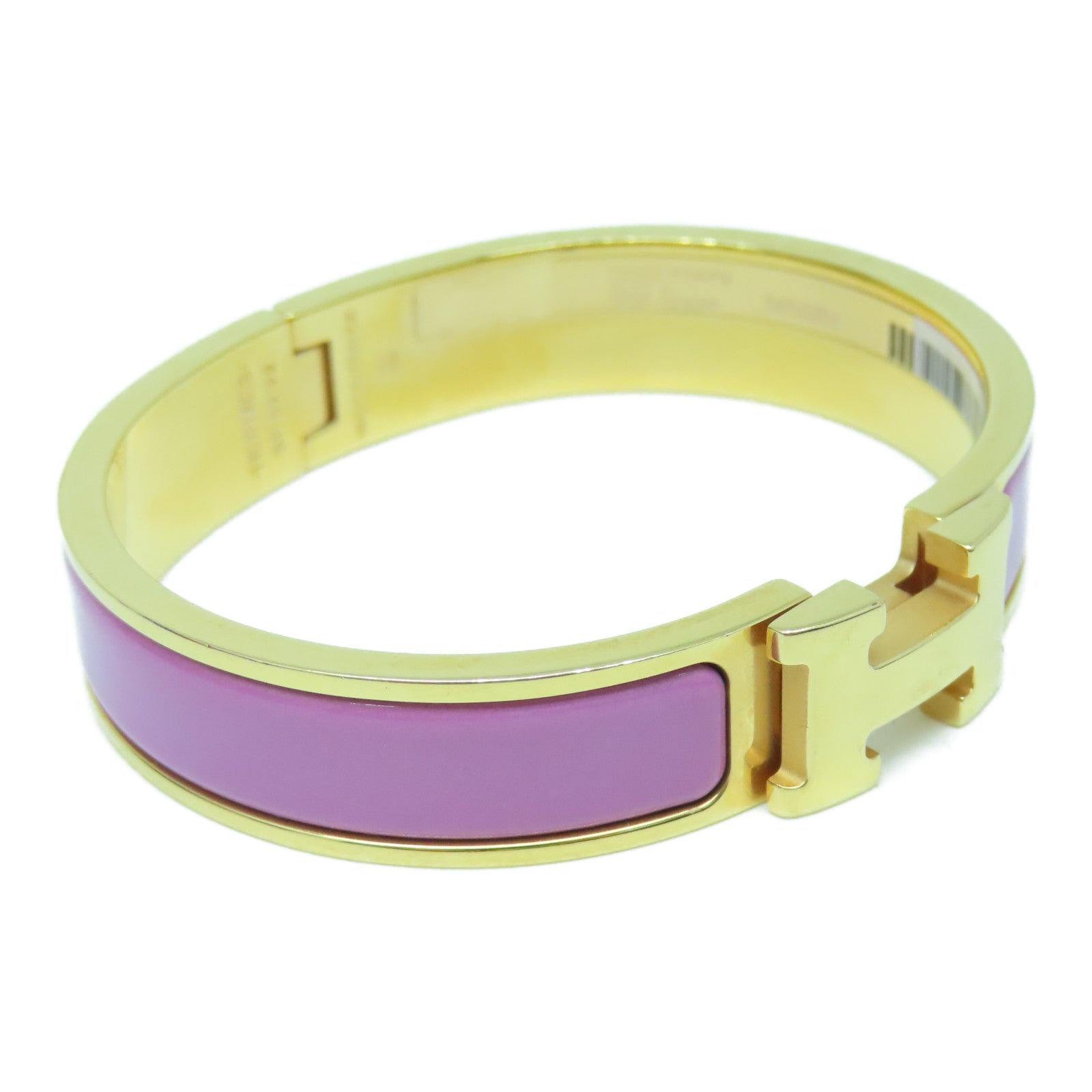 HERMES Metal/Enamel Clic H Bracelet Purple