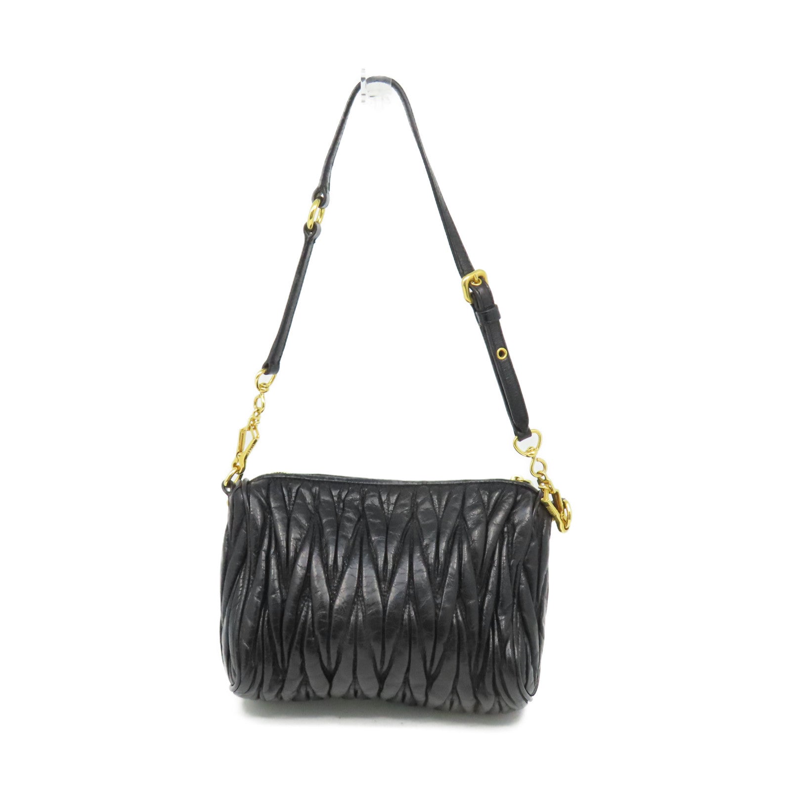 Miu Miu 羊皮皮革Shoulder Bag金扣肩背袋黑色